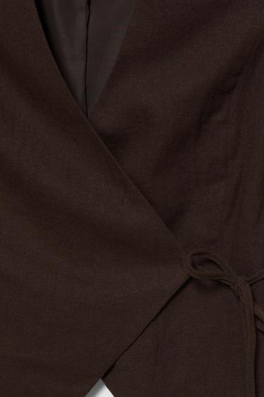 Rustic linen-blend waistcoat — Brown 8