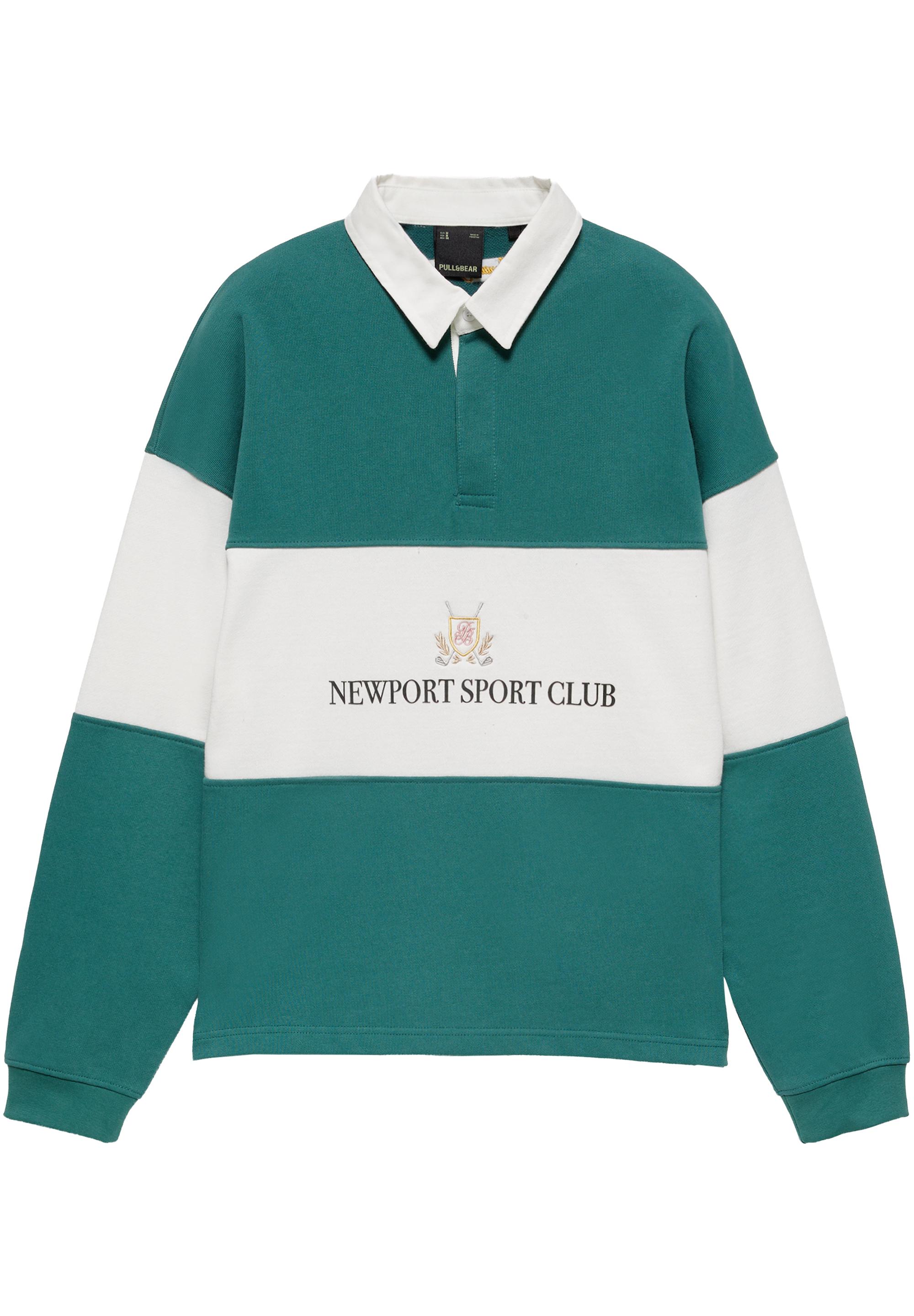 Long sleeve Newport Sport Club polo shirt — Off white