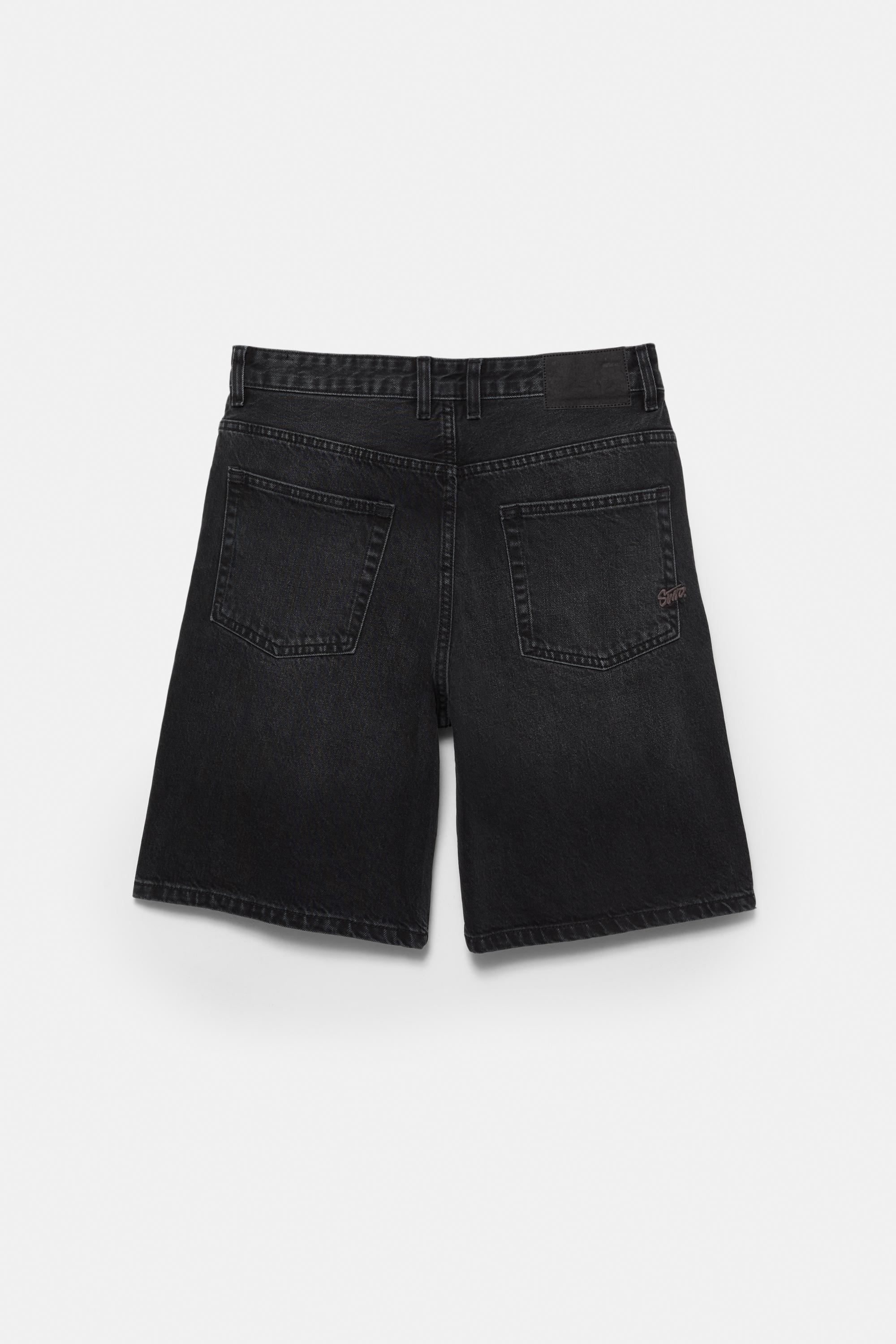 Baggy denim Bermuda shorts — Faded black