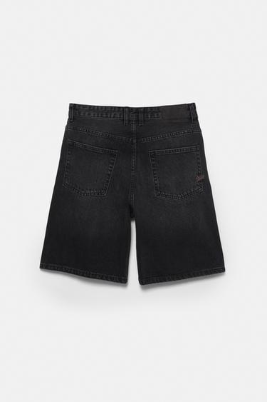 Baggy denim Bermuda shorts — Faded black 8