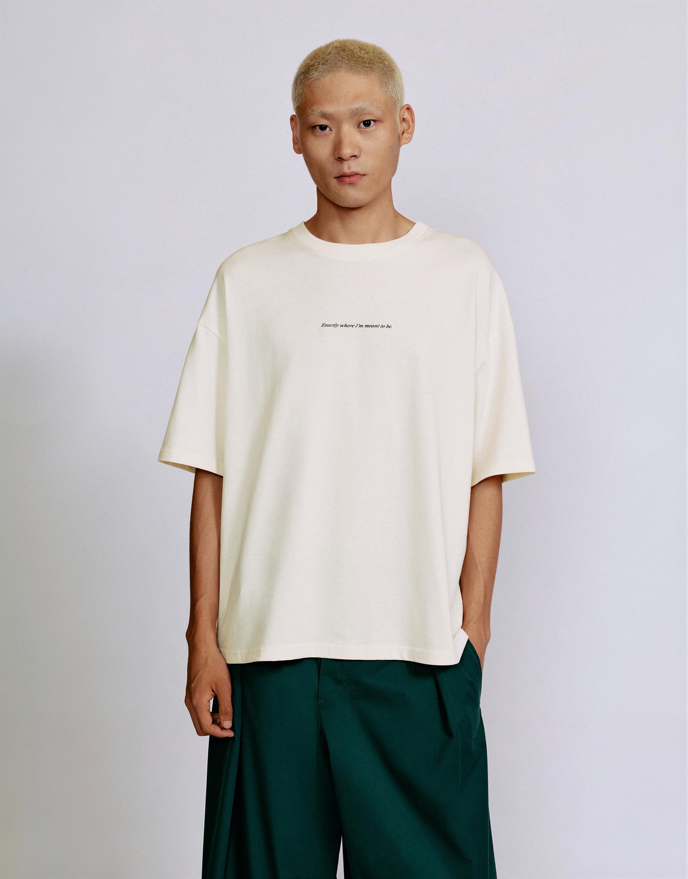 Relaxed fit slogan T-shirt — Sand
