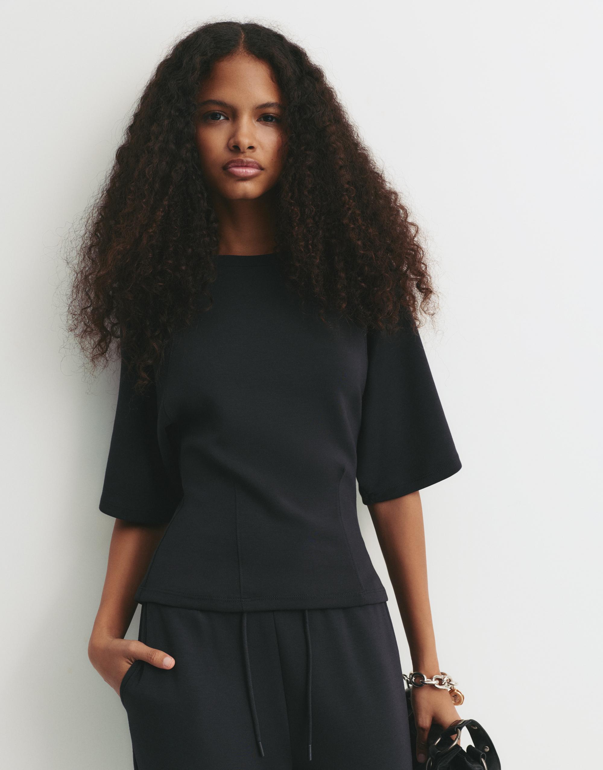 Soft touch short sleeve sweatshirt — Black