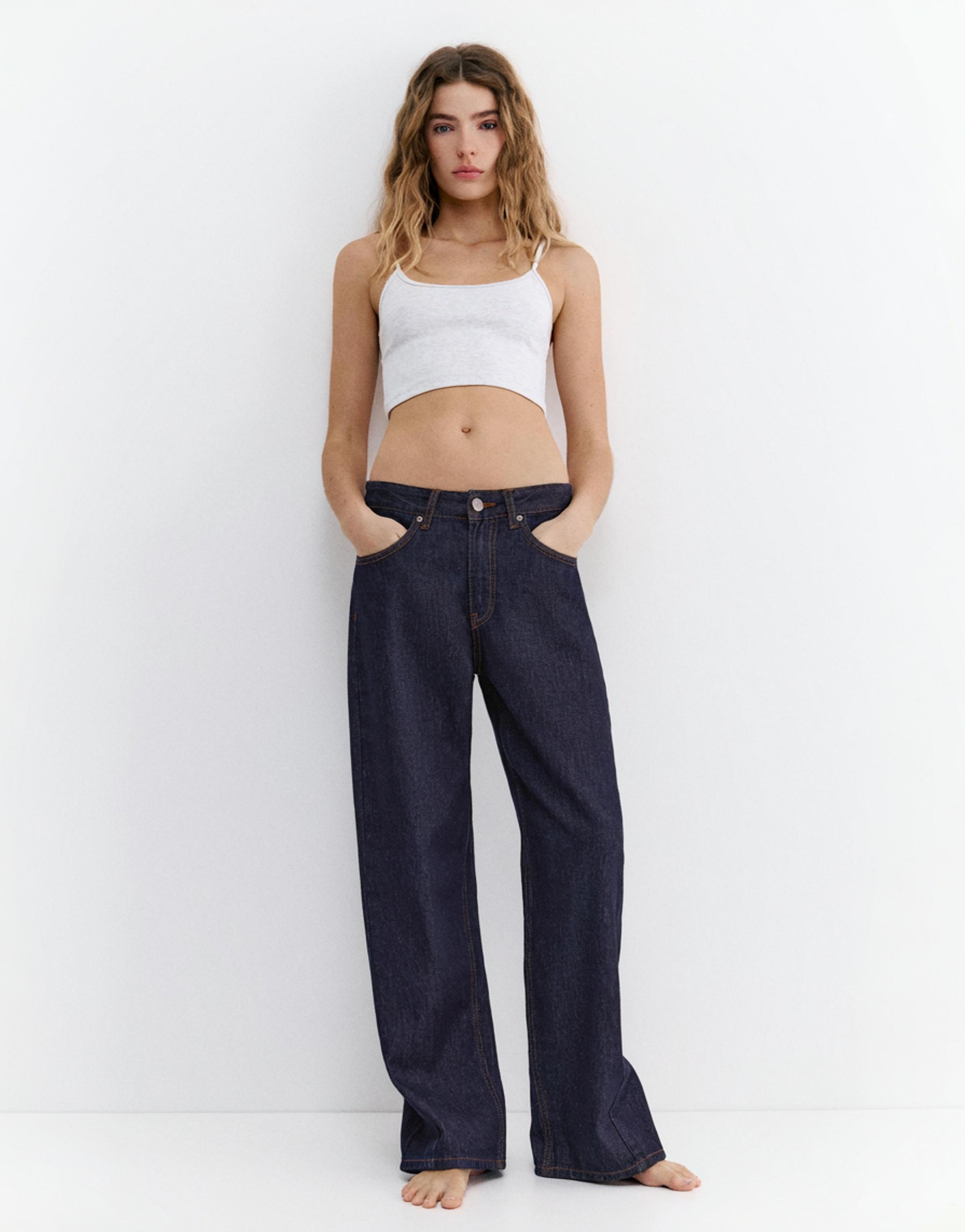Low-rise barrel jeans — Navy