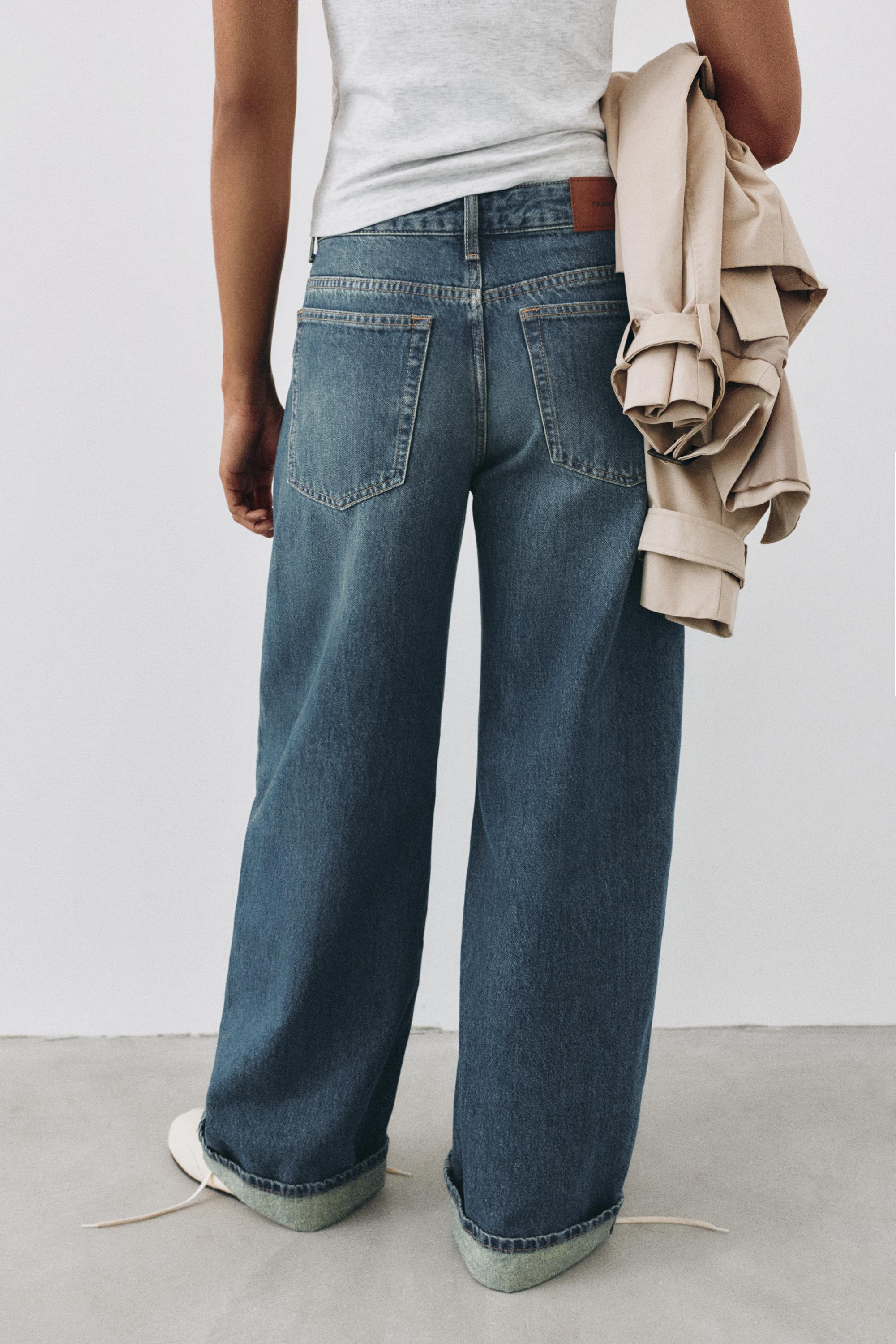 Balloon fit baggy jeans with turn-up hems — Dark blue