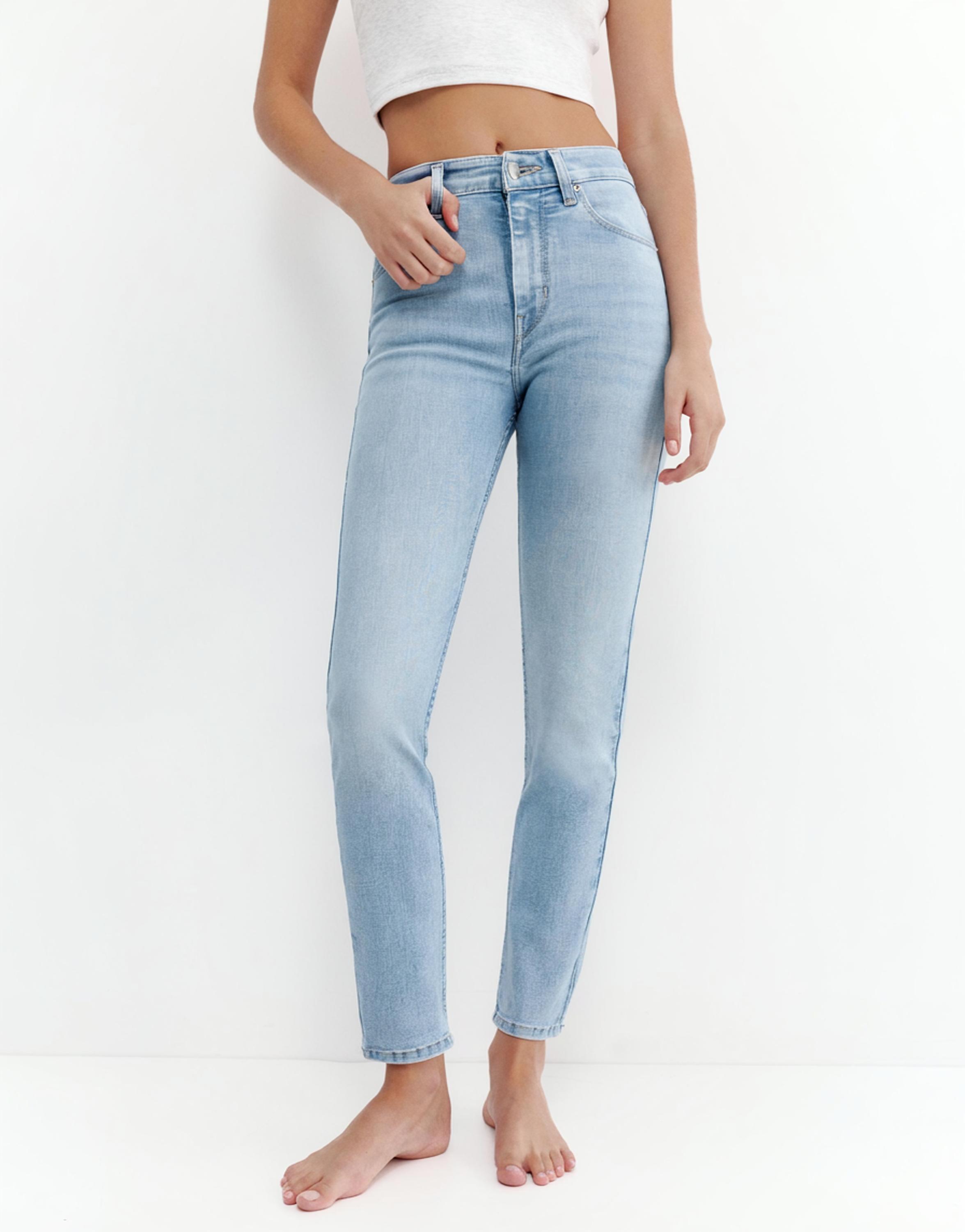 High-waist skinny jeans — Sky blue