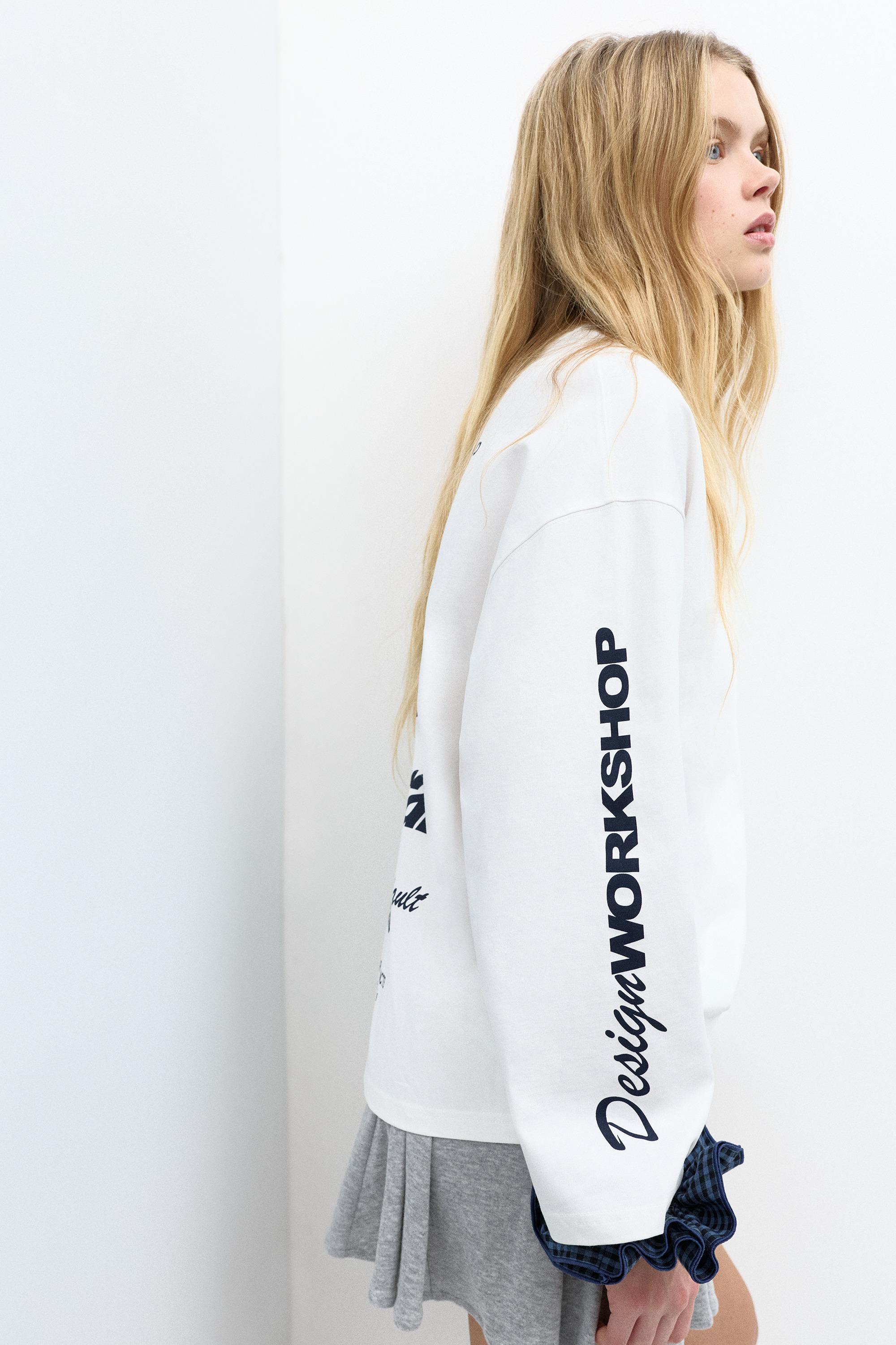 Uzun kollu grafik baskılı tişört - Görsel 5