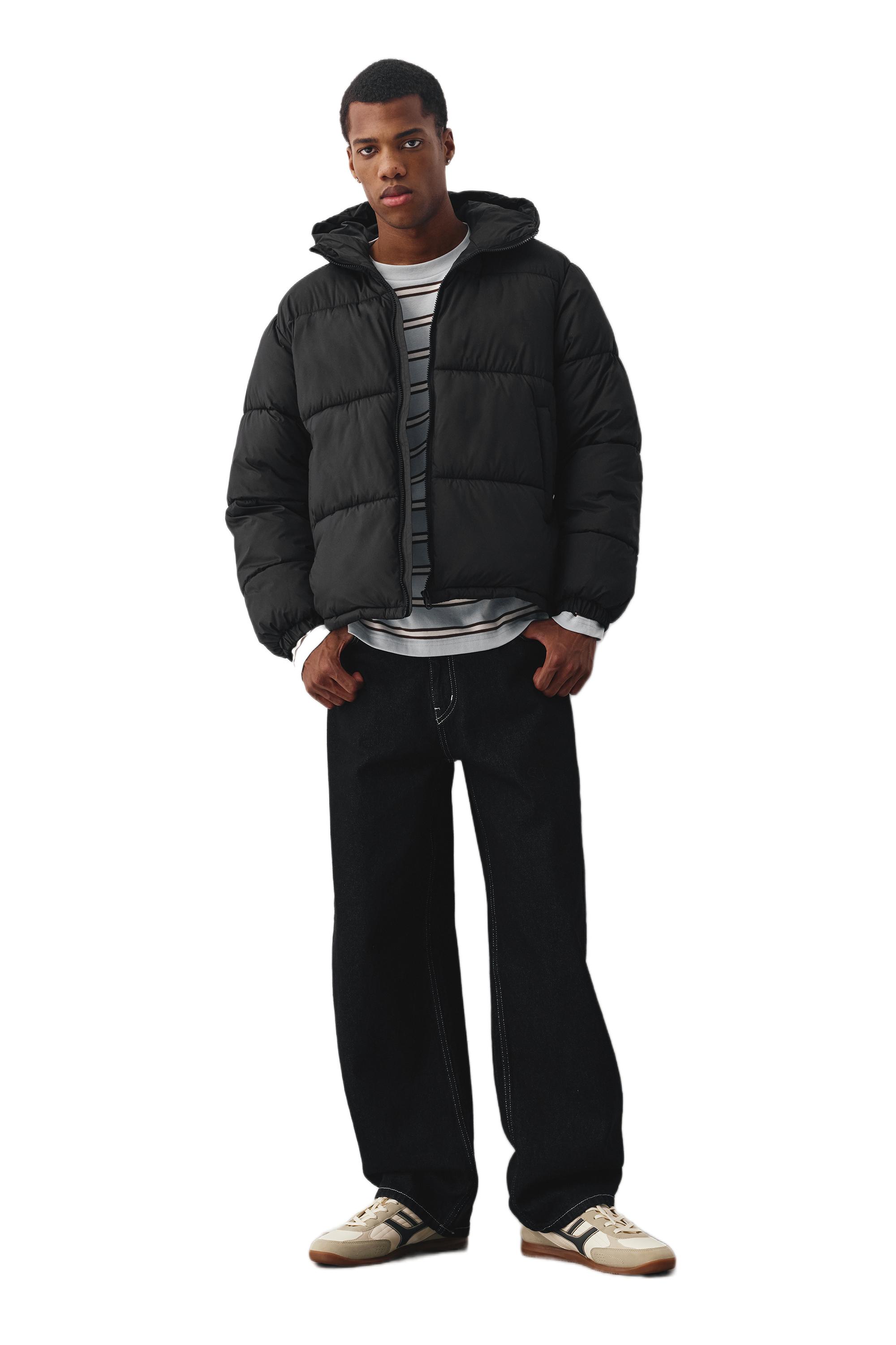 Padded jacket with hood — Black