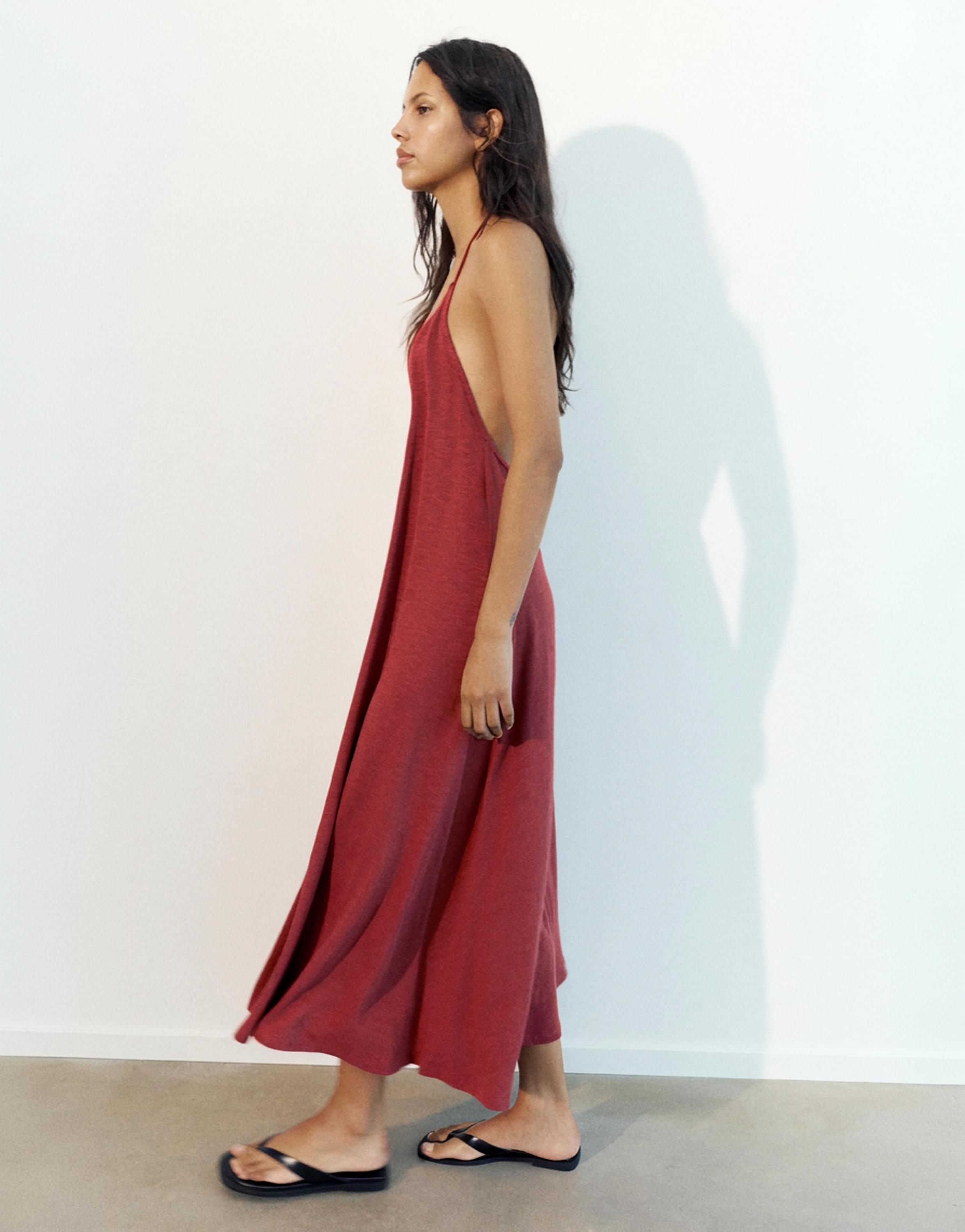 Strappy back midi dress — Russet