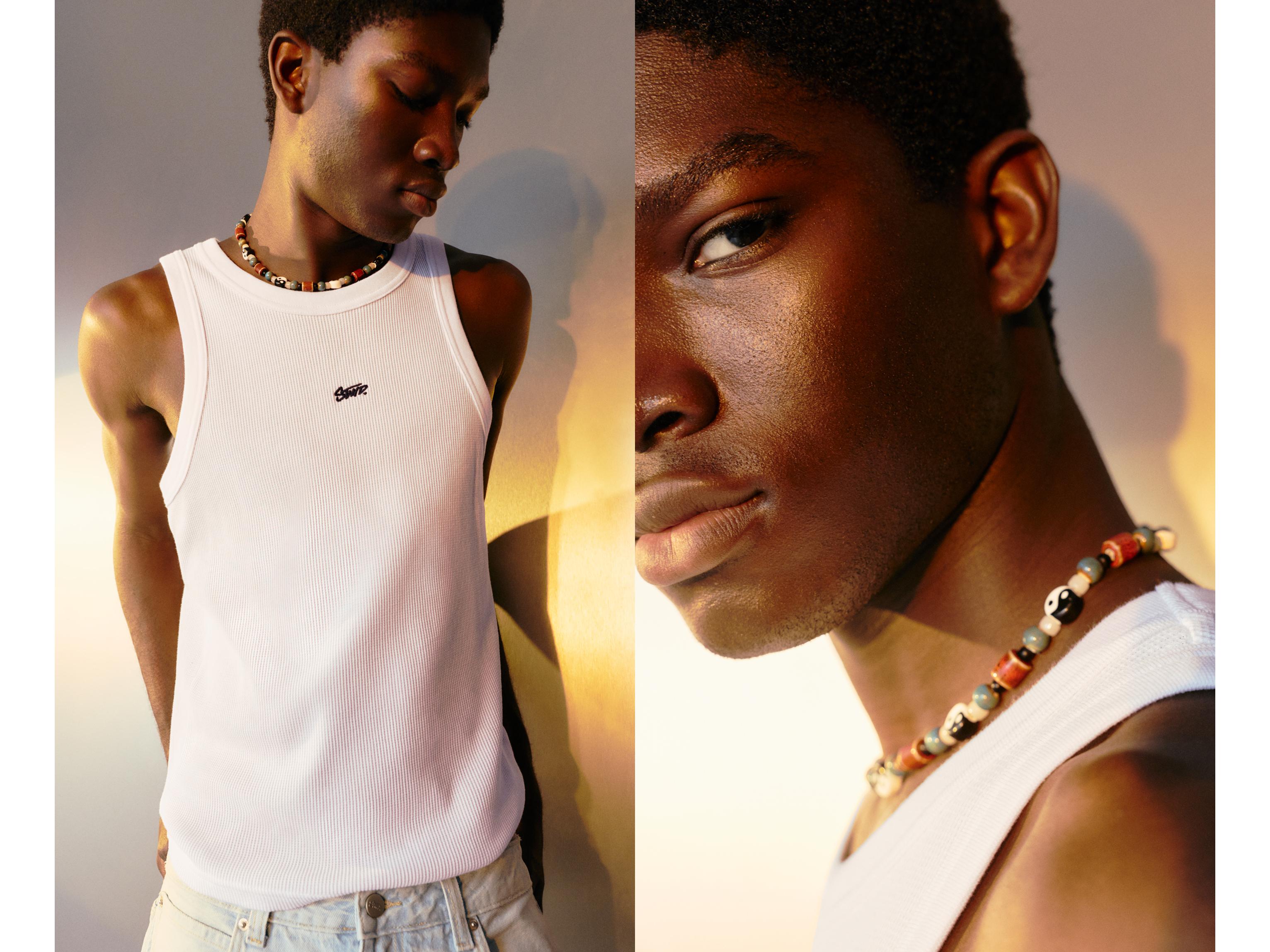 STWD waffle-knit vest — White