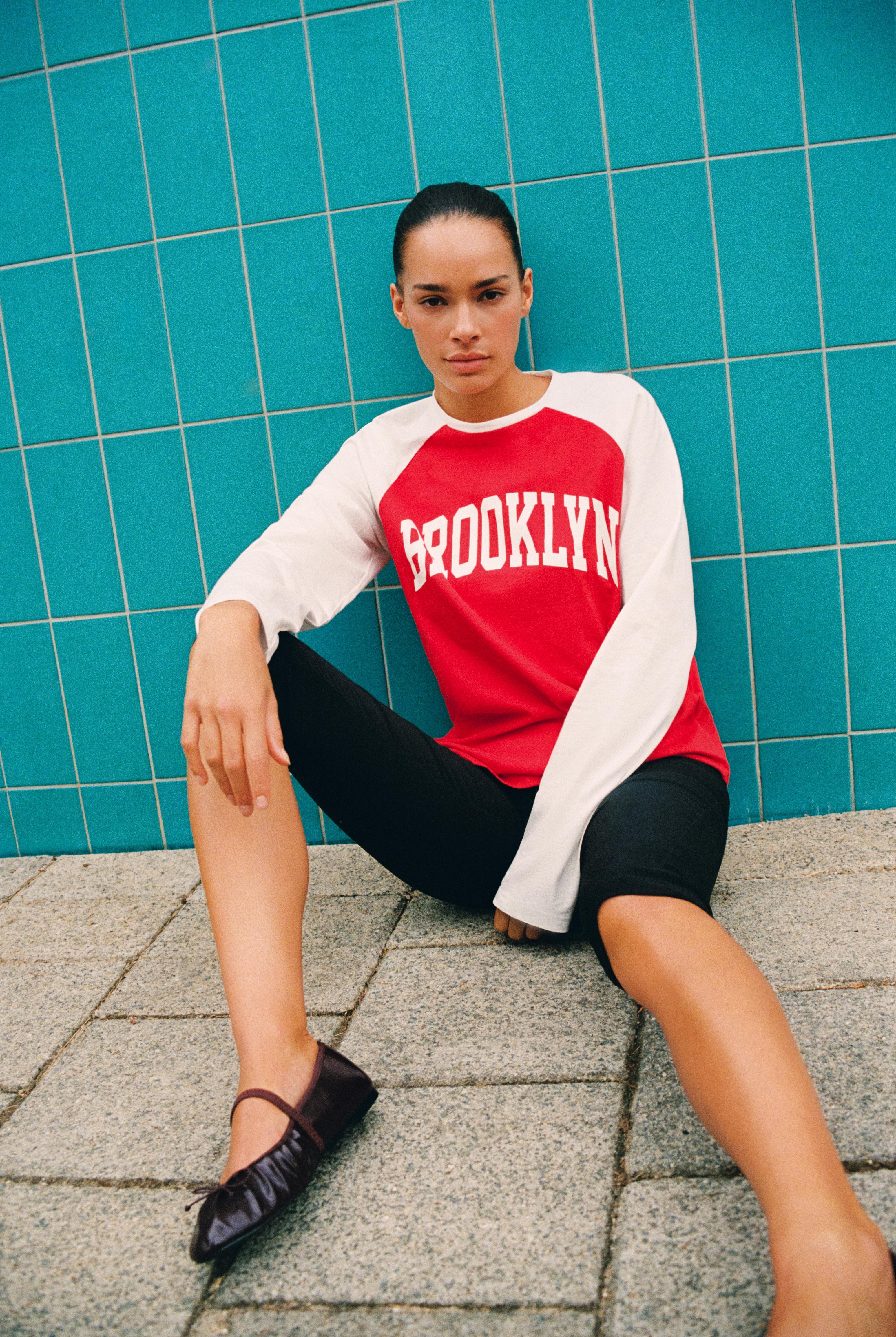 Brooklyn raglan sleeve T-shirt — White/Red
