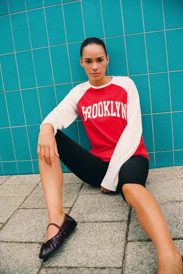 Brooklyn raglan sleeve T-shirt — White/Red 1