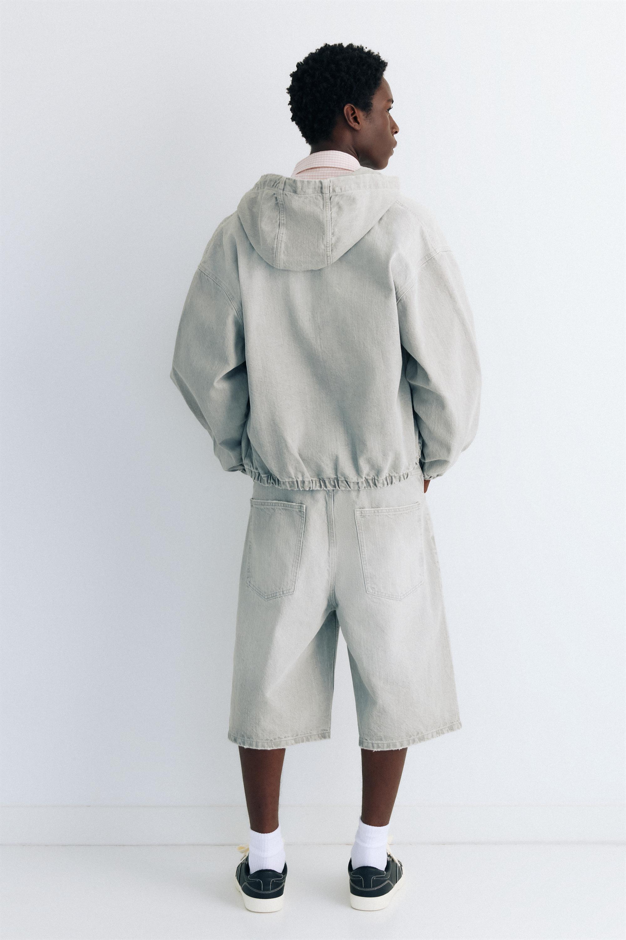 Skater denim Bermuda shorts — Pale grey