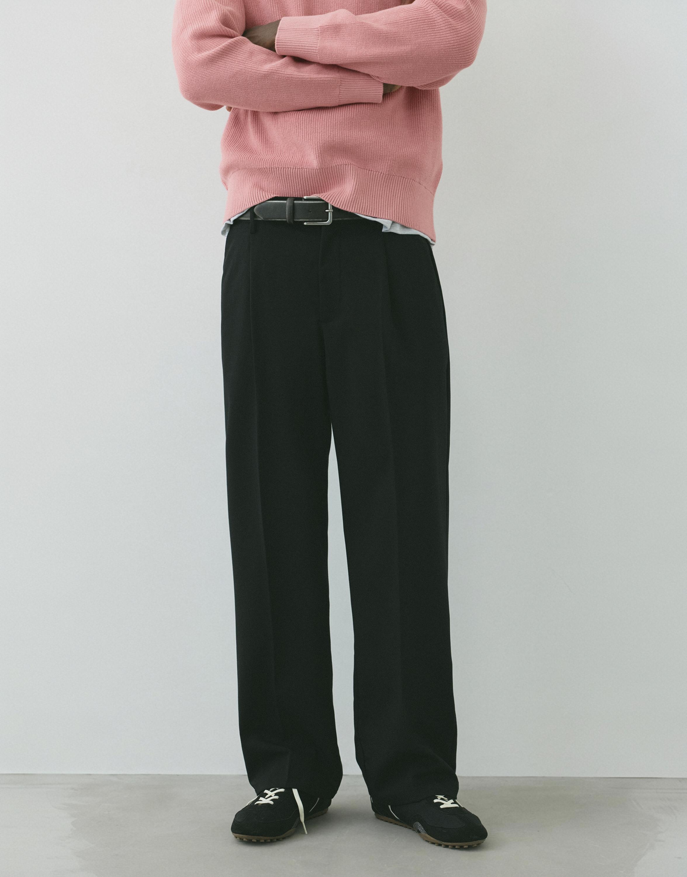 Wide-leg tailored trousers — Black