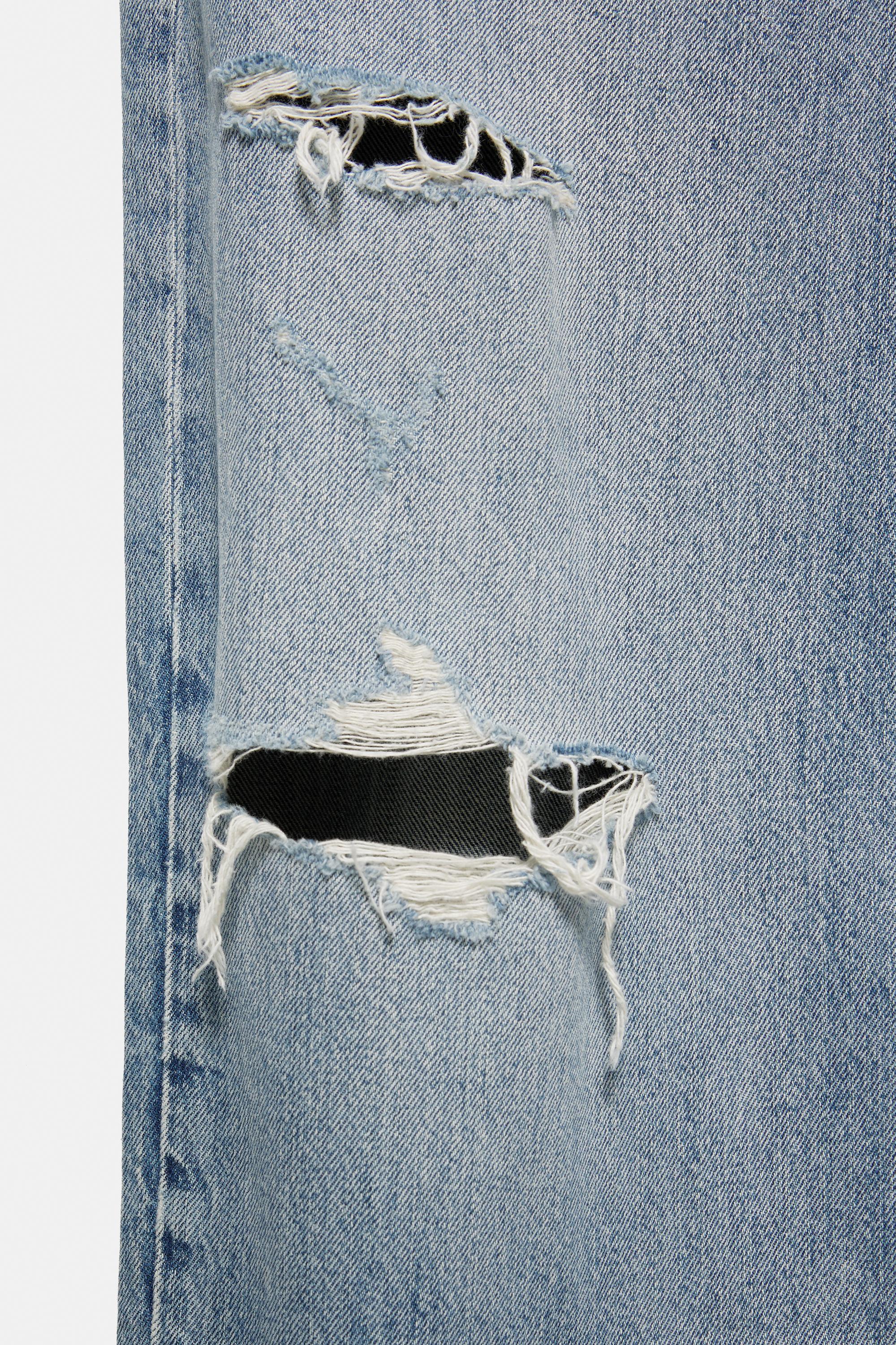 Ripped straight-leg jeans — Medium blue