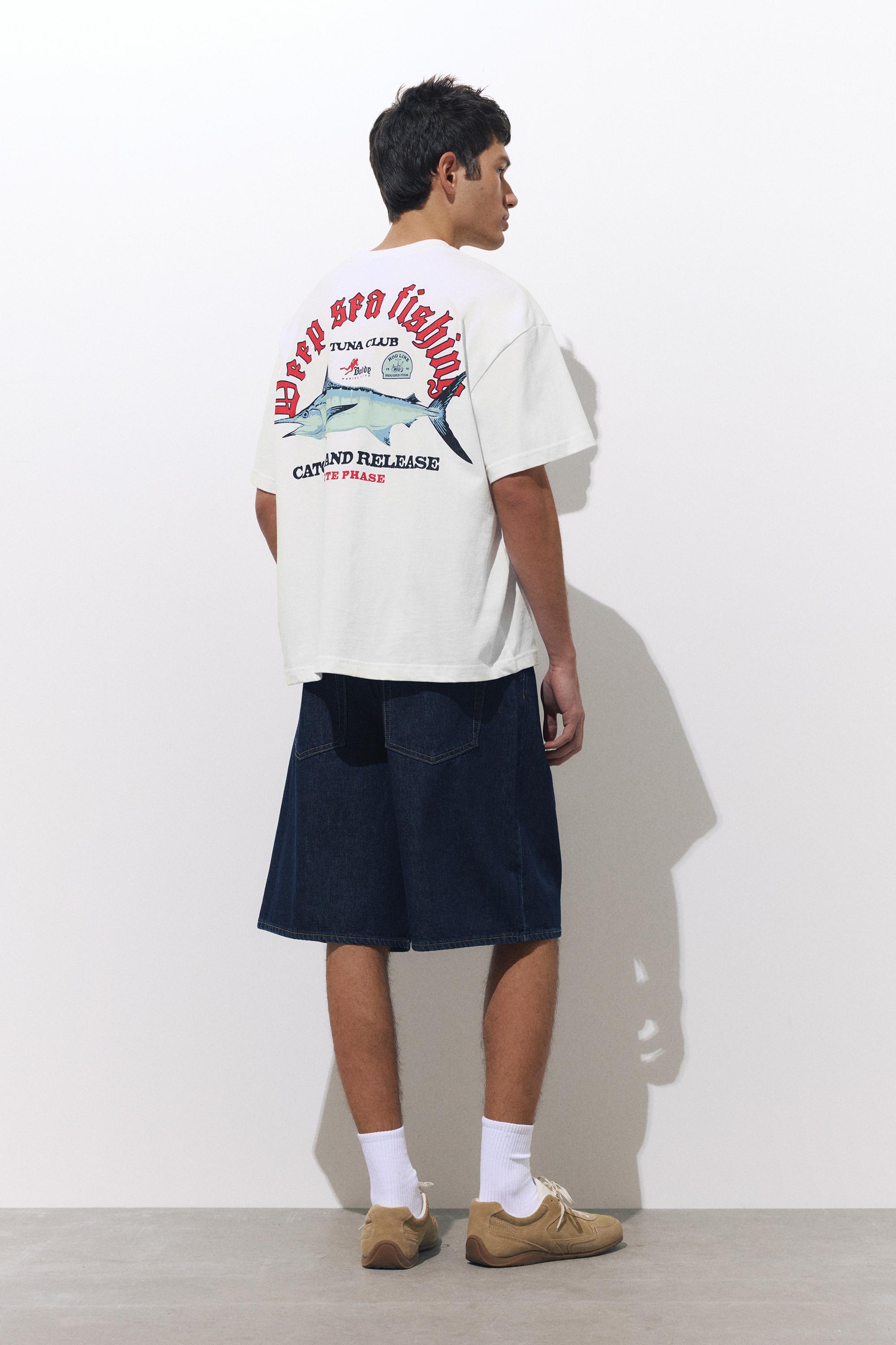 Balık grafik baskılı t-shirt - Görsel 9