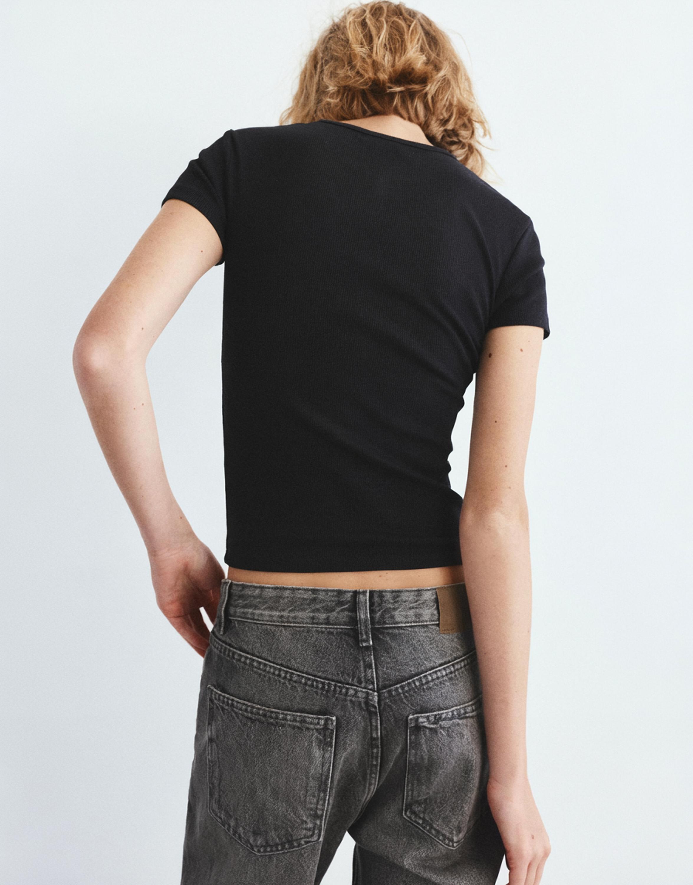 Pull&Bear Fitilli kısa kollu t-shirt görsel 6