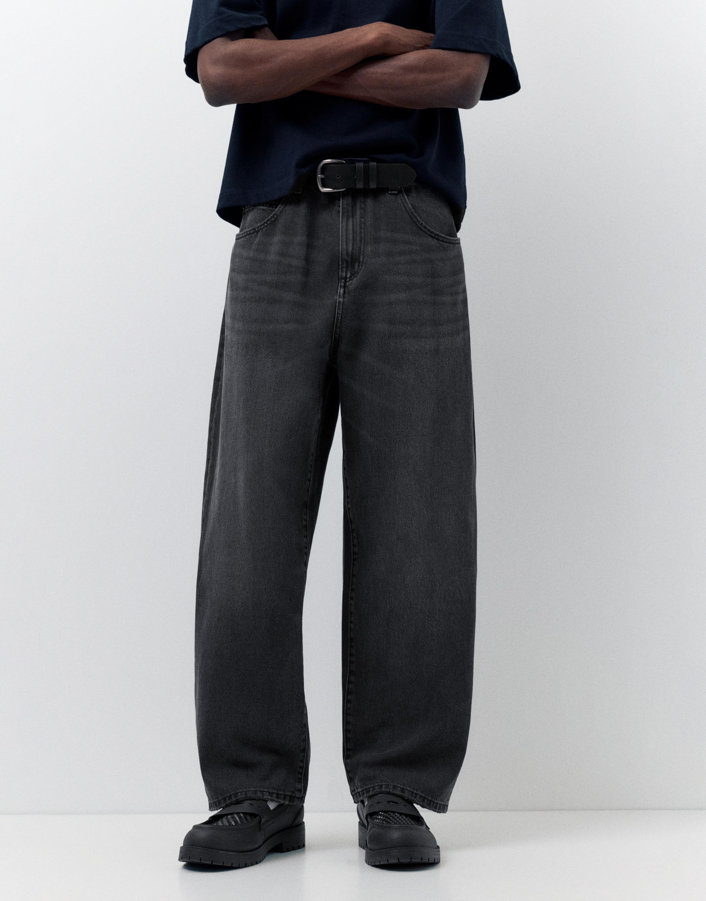 Relaxed fit baggy jeans — Faded black