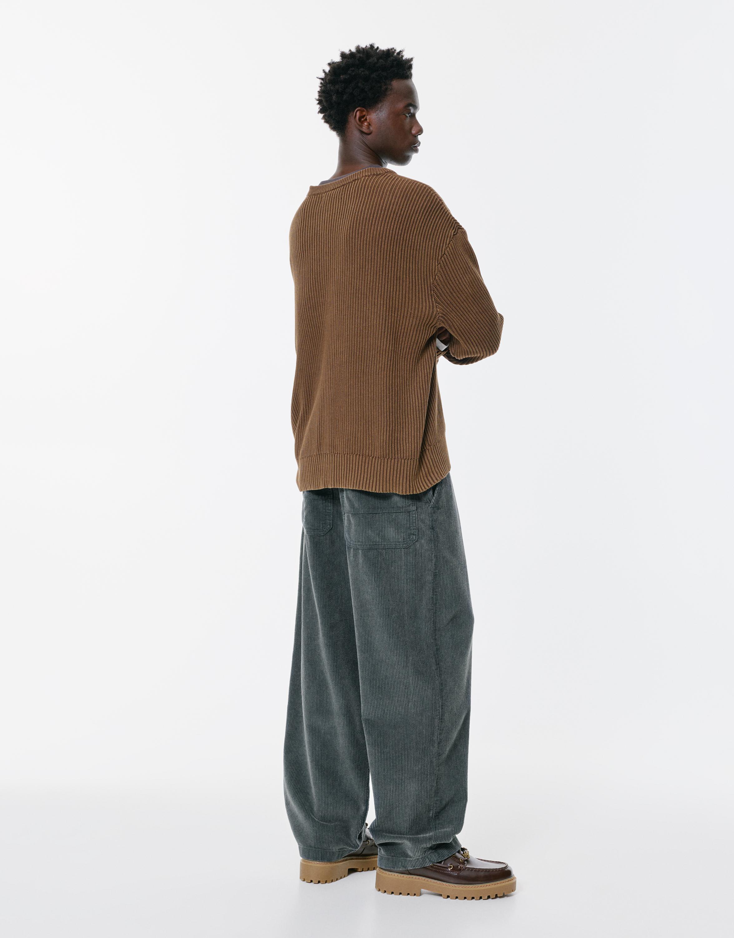 Kordonlu baggy kadife jogger pantolon - Görsel 5