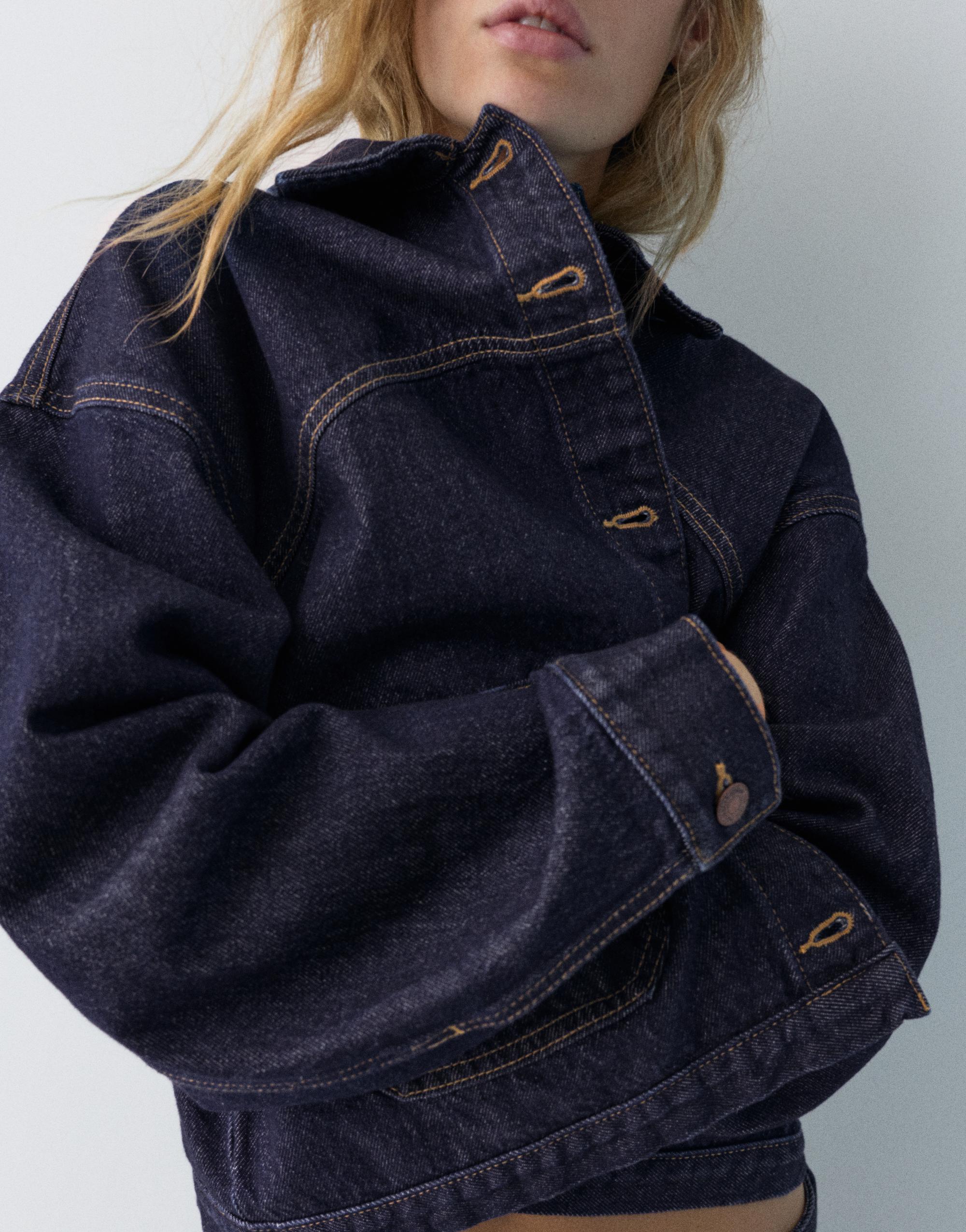 Boxy kesim denim ince ceket - Görsel 52