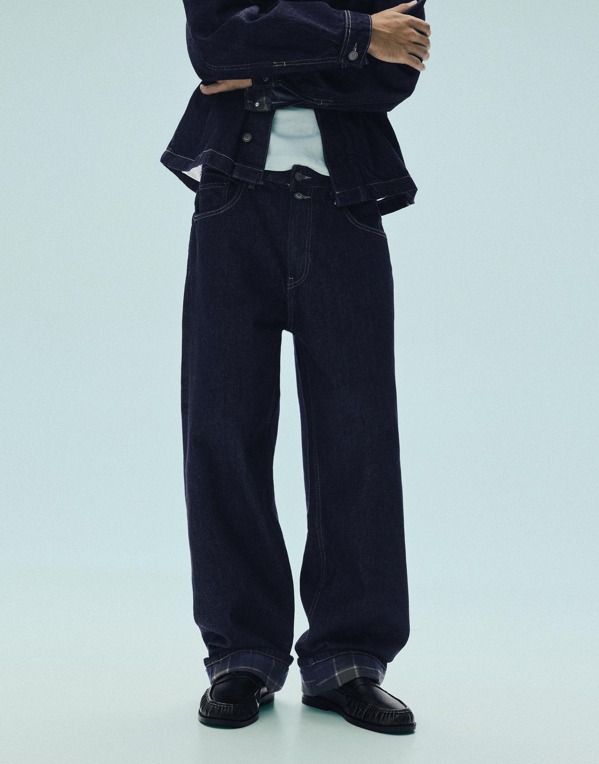 Pull&Bear Kareli paça devetli jean görsel 3