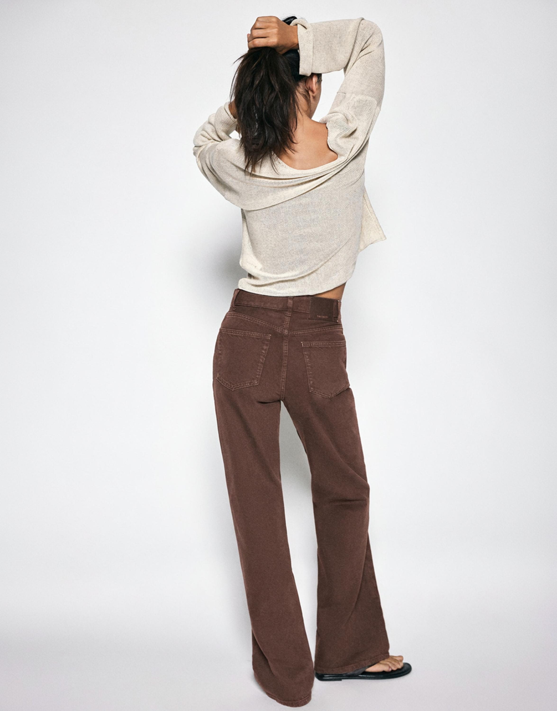 High-waist wide straight-leg jeans — Brown