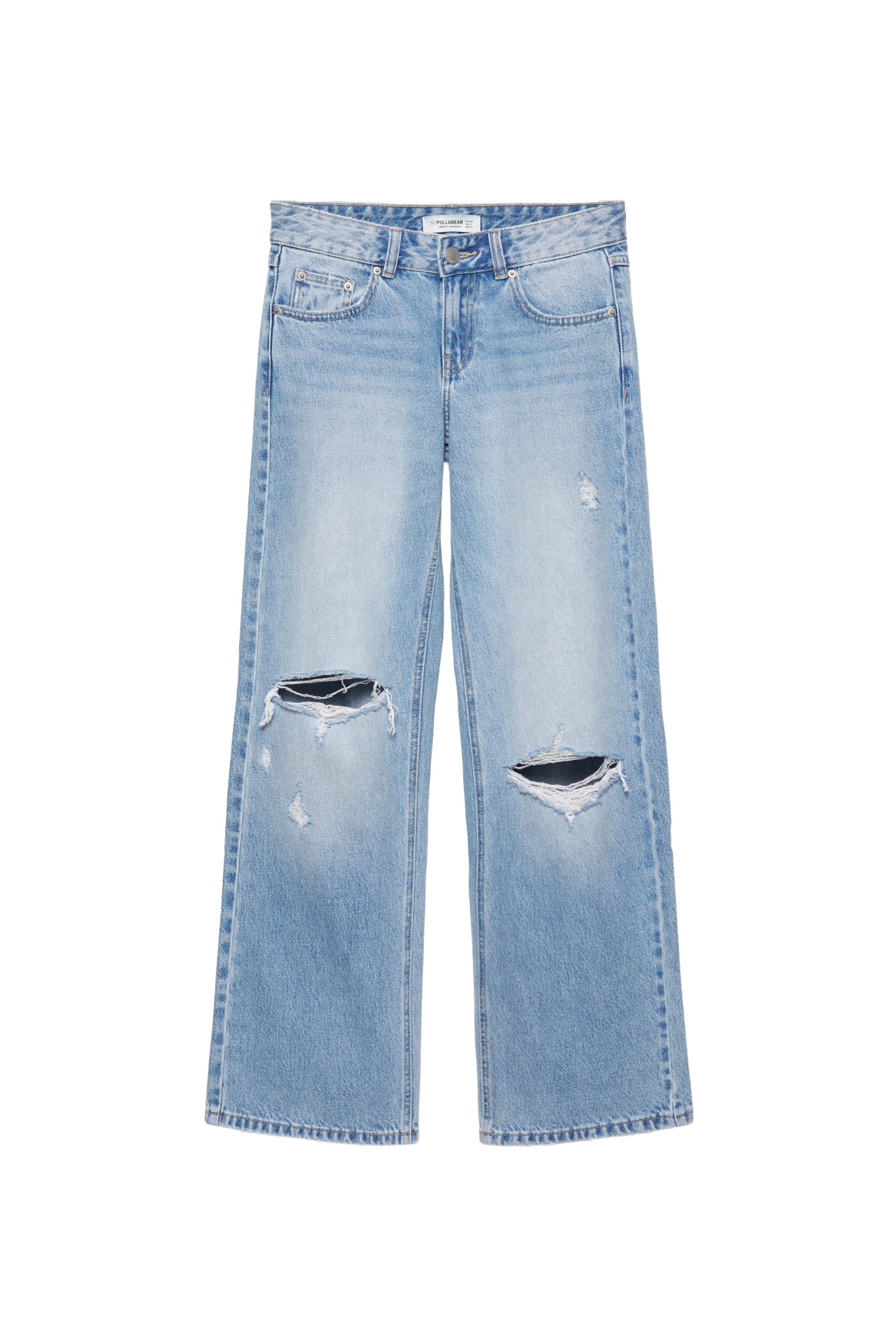 Düşük bel yırtık straight fit jean - Görsel 2