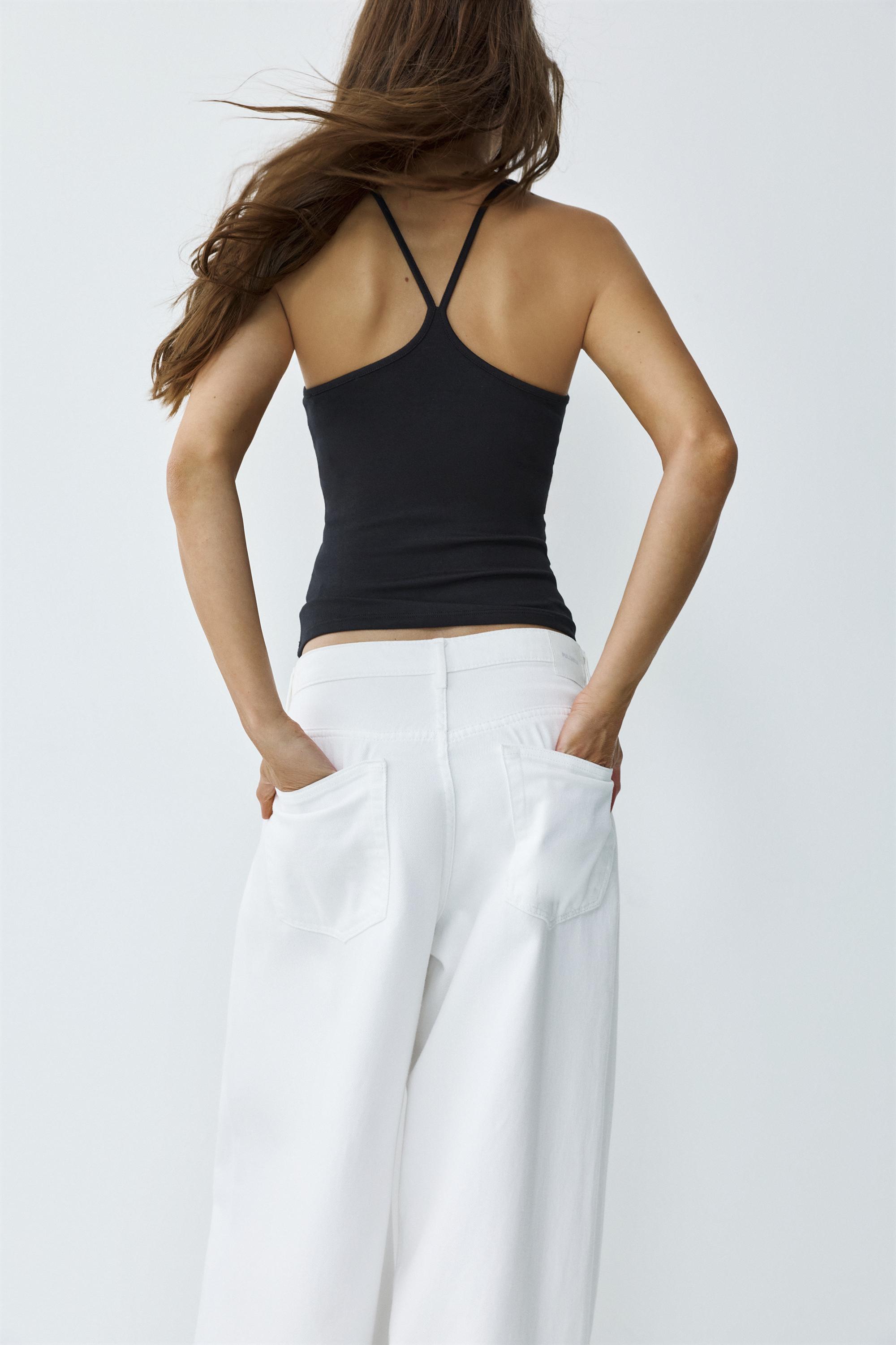 Halter-neck strappy back top — Black