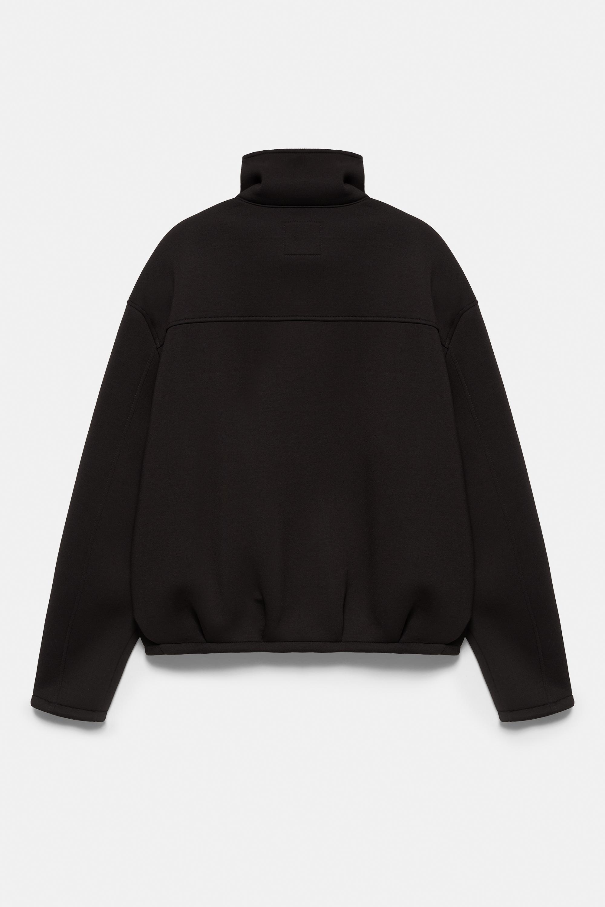Neoprene-effect zip-up jacket — Black