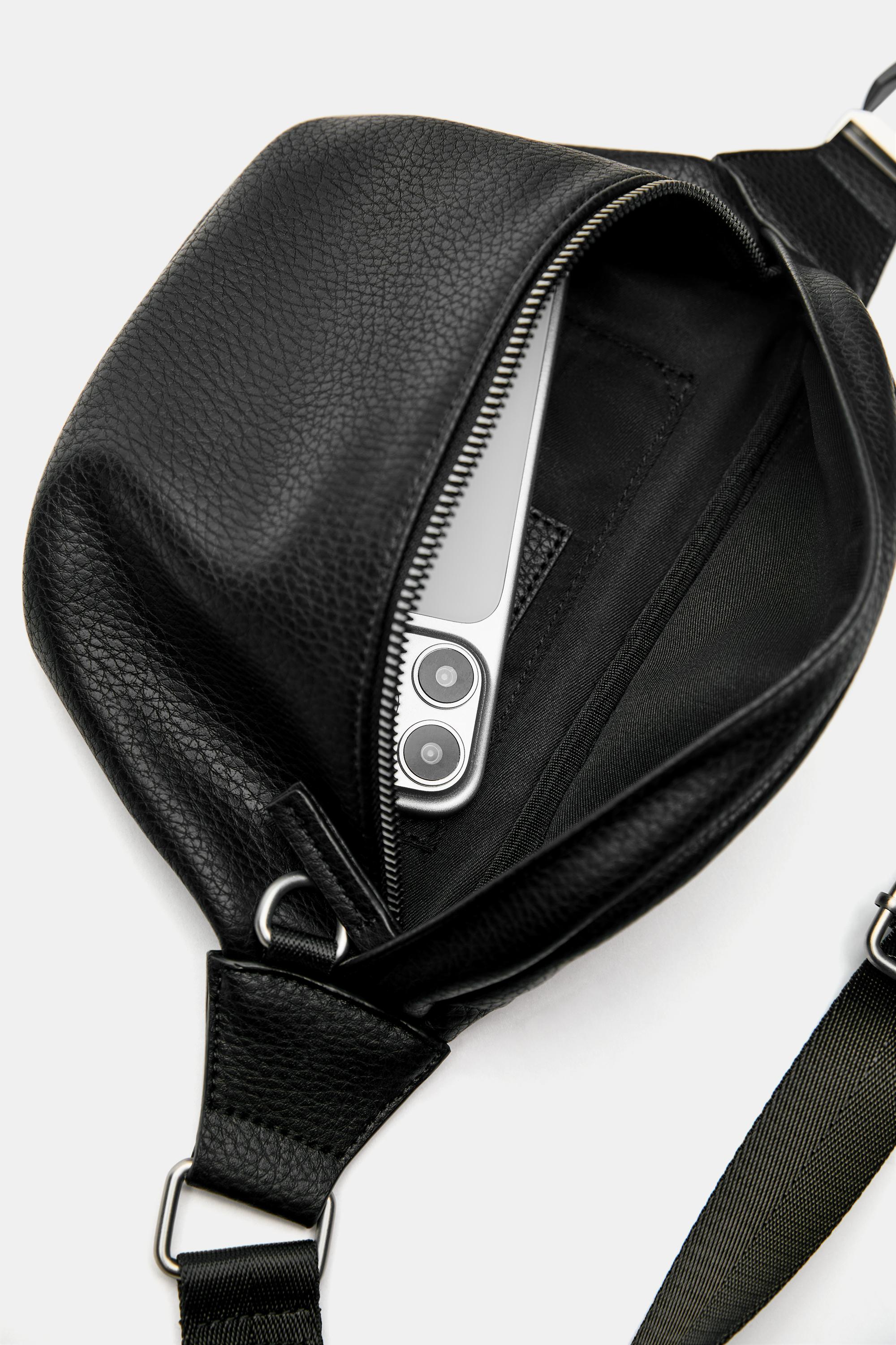 Textured belt bag — Black