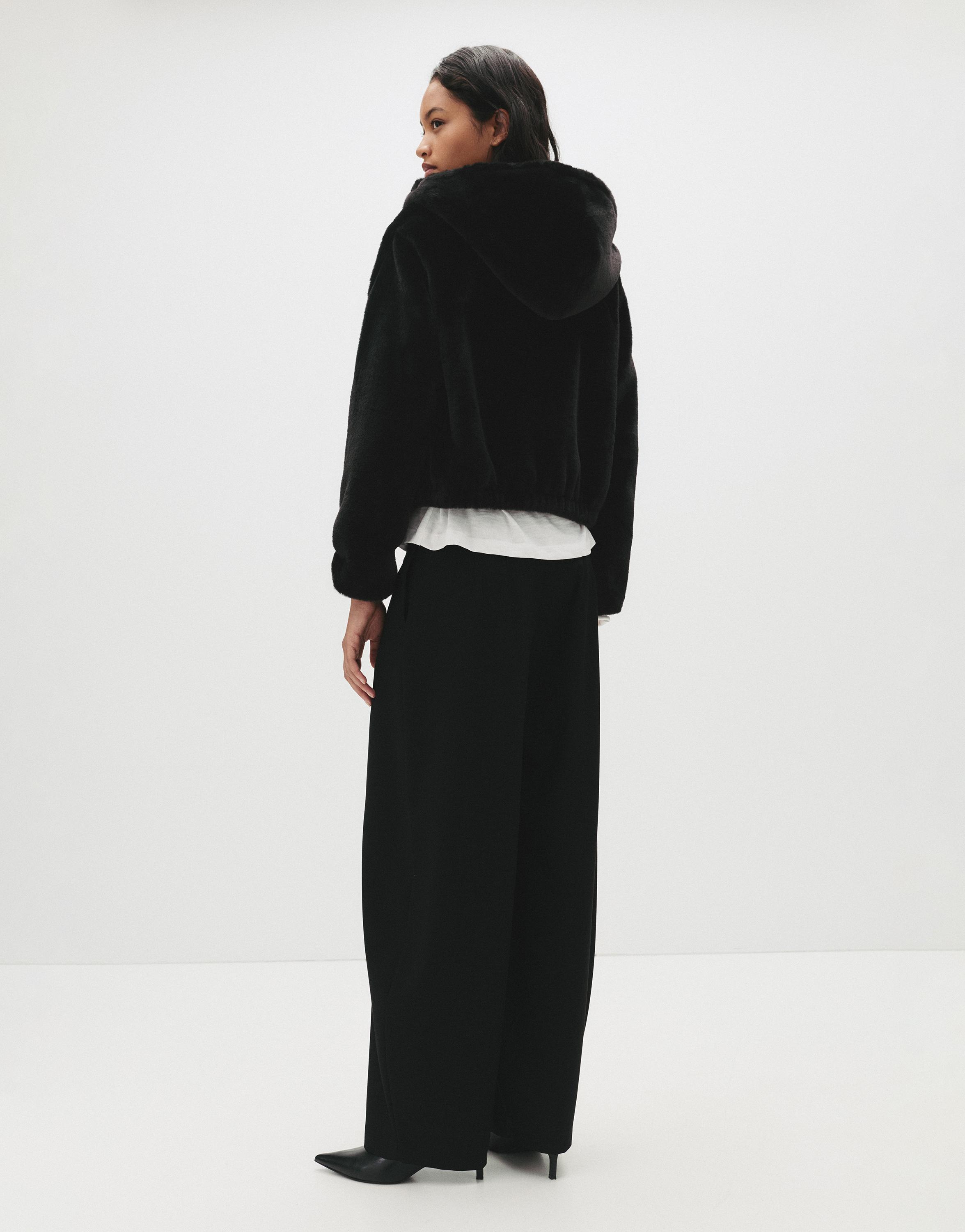 Kapüşonlu suni kürk ceket - Görsel 72