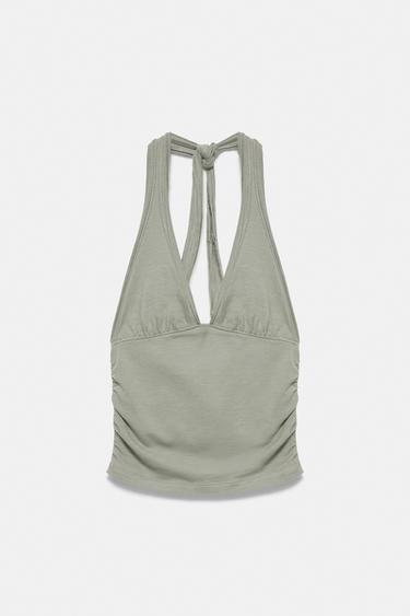 Halter top with tie detail — Medium khaki 6