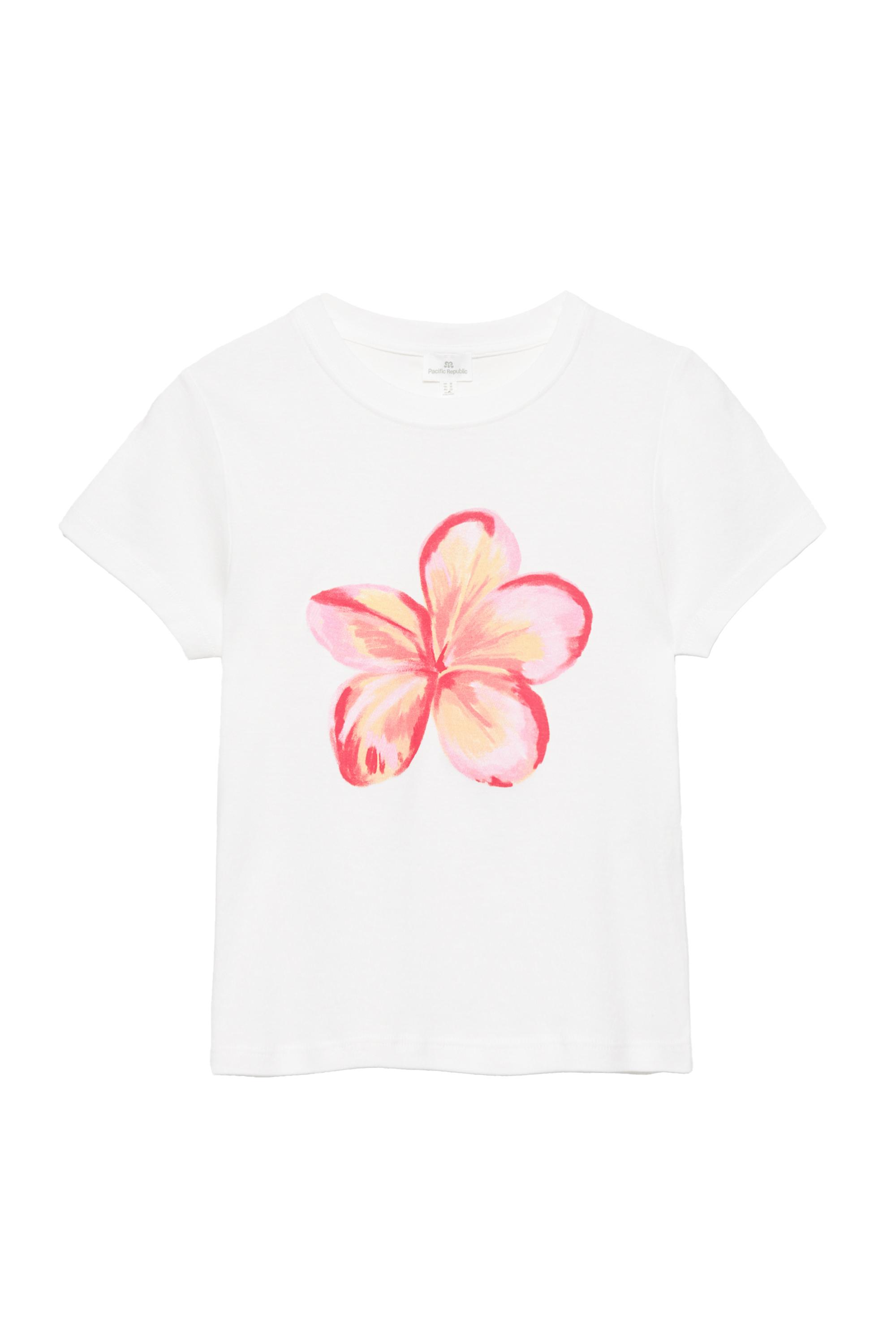 Hibiscus çiçek baskılı tişört - Görsel 11