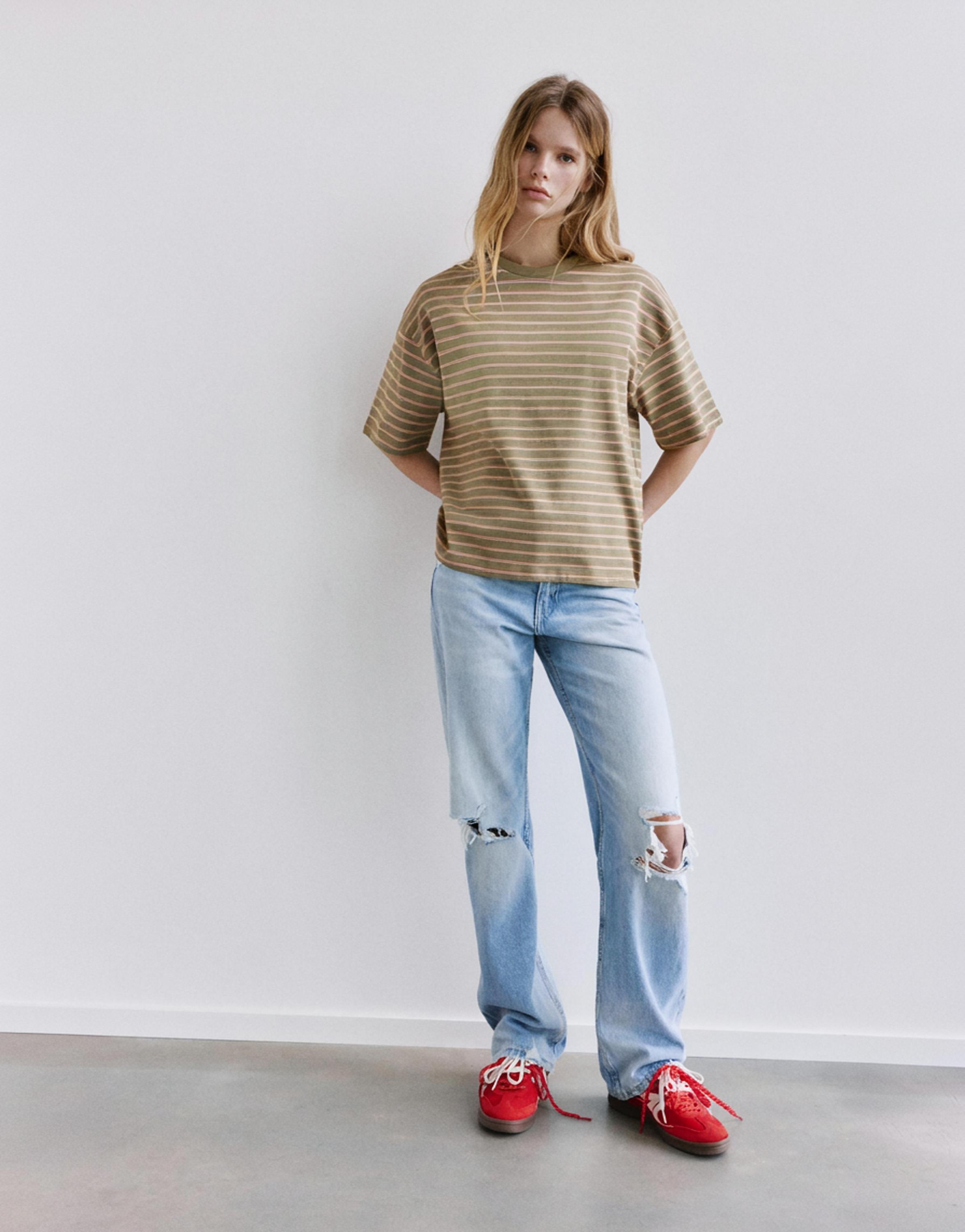 Oversize short sleeve T-shirt — Striped