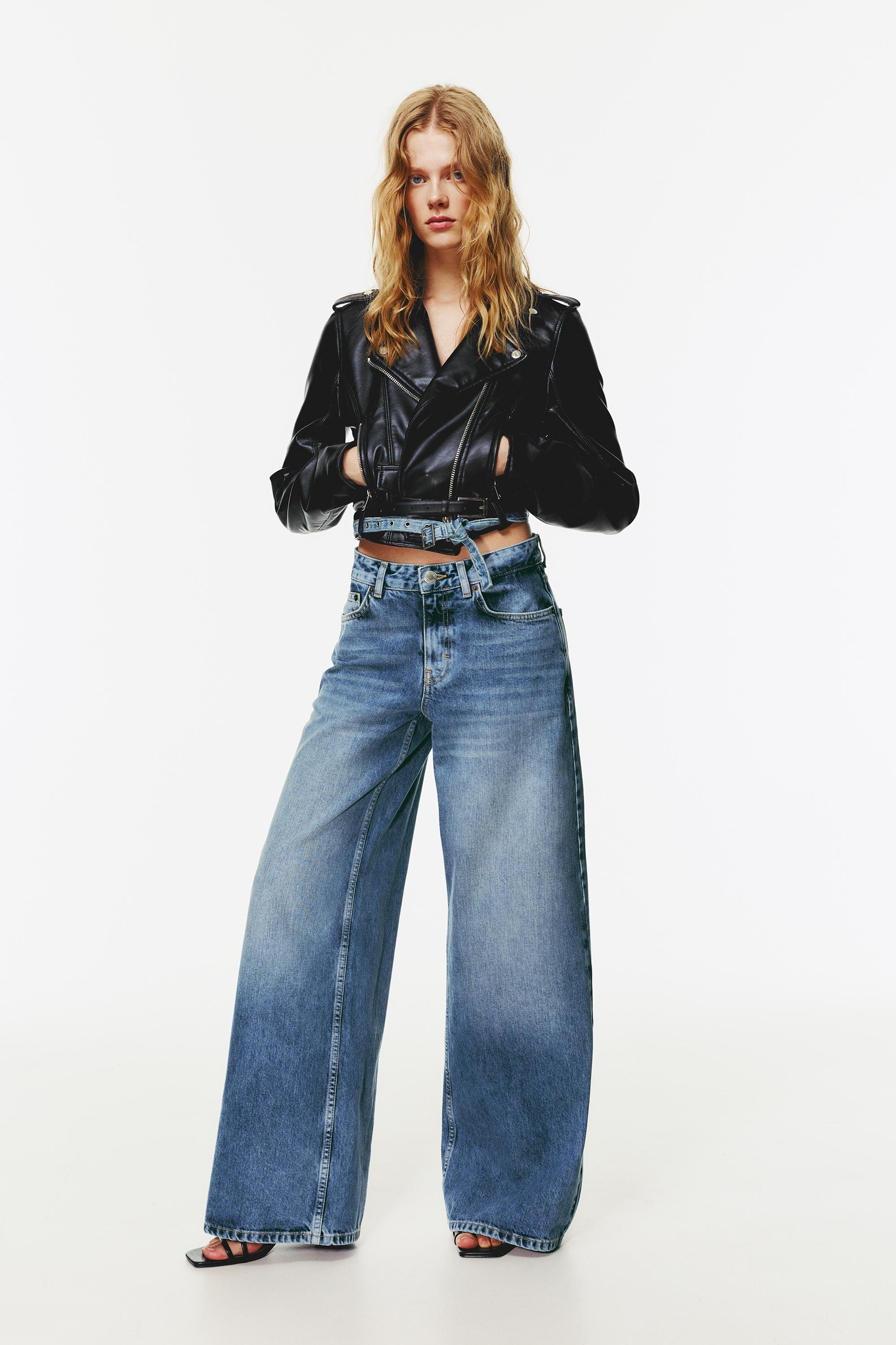 Wide Leg Jeans Mit Tiefem Bund