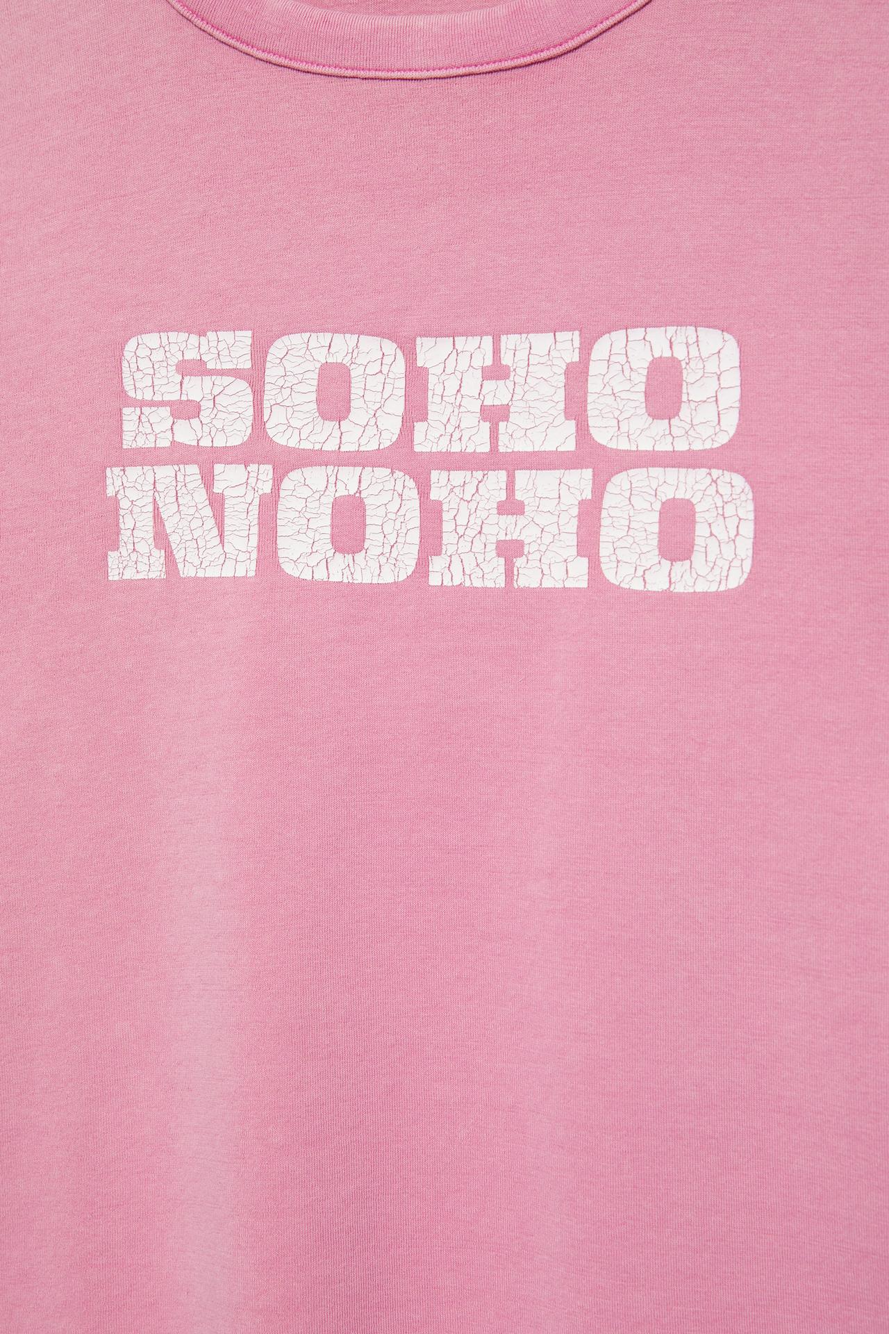 Crackled text graphic T-shirt — Pink