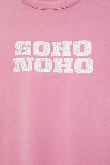 Crackled text graphic T-shirt — Pink 7