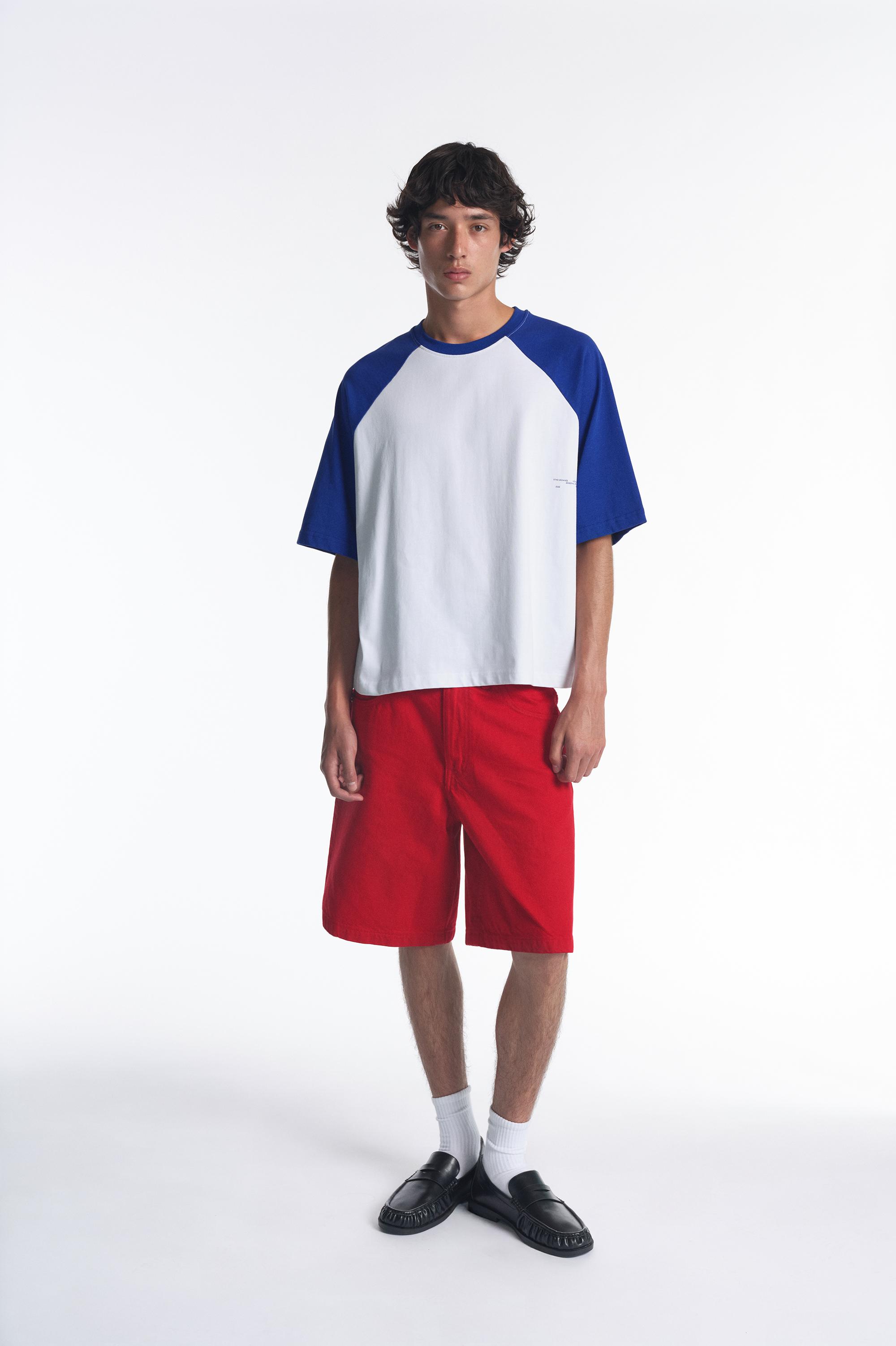 Baggy denim Bermuda shorts — Red