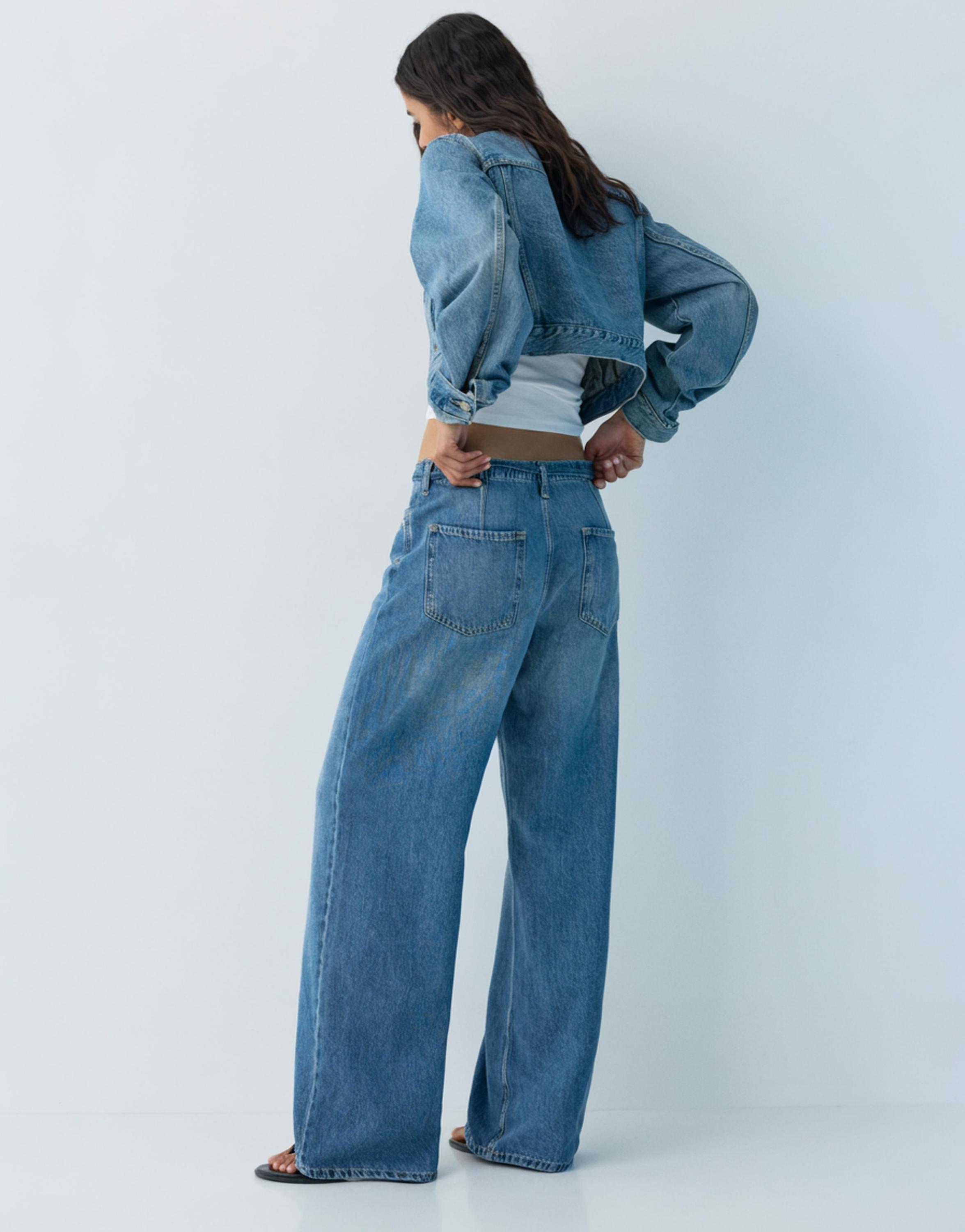 Baggy jeans with drawstring — Medium blue