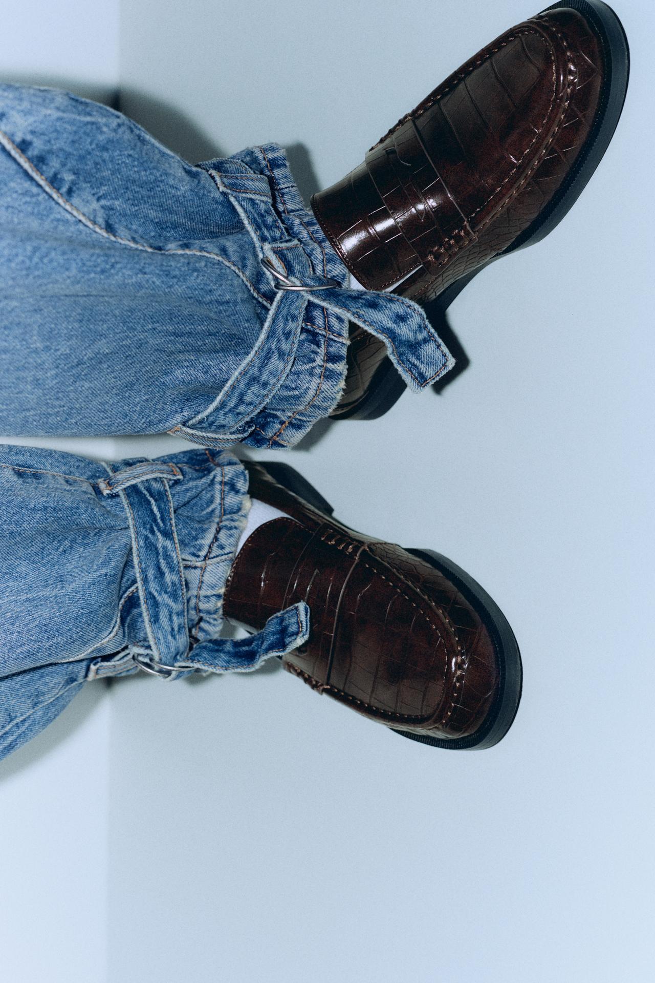 Textured loafers — Brown