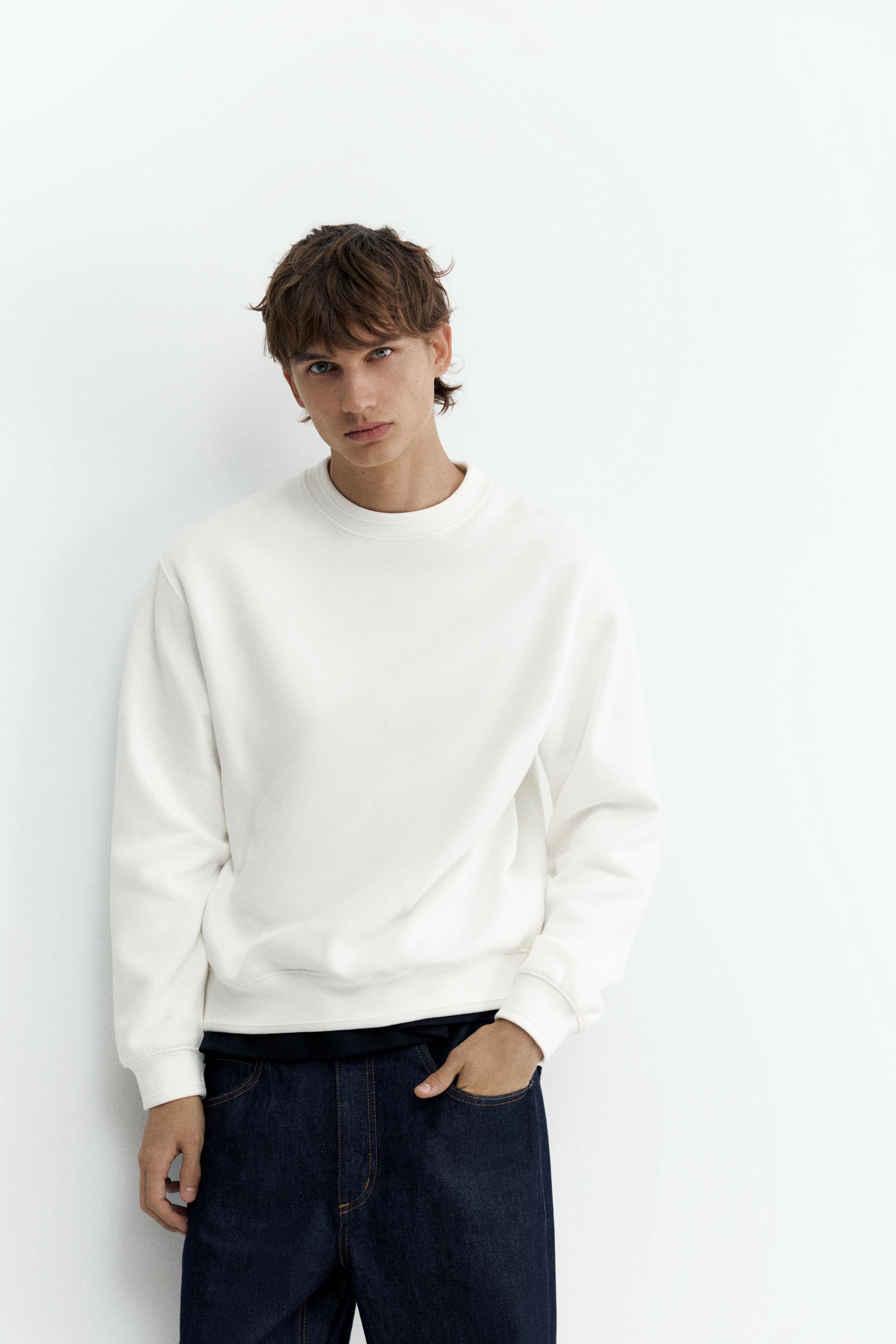 Relaxed fit round neck sweatshirt — Off white