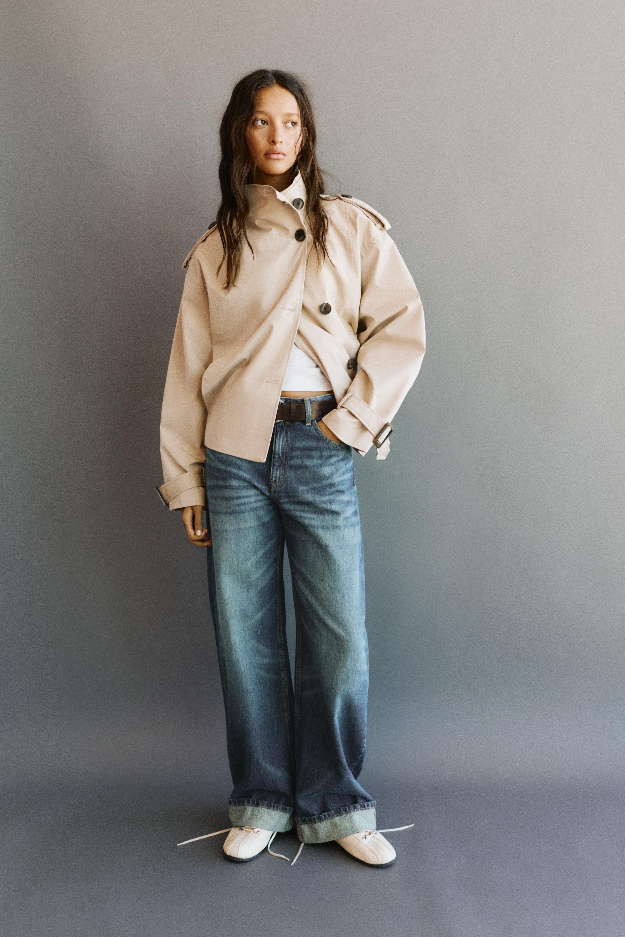 Balloon fit baggy jeans with turn-up hems — Dark blue