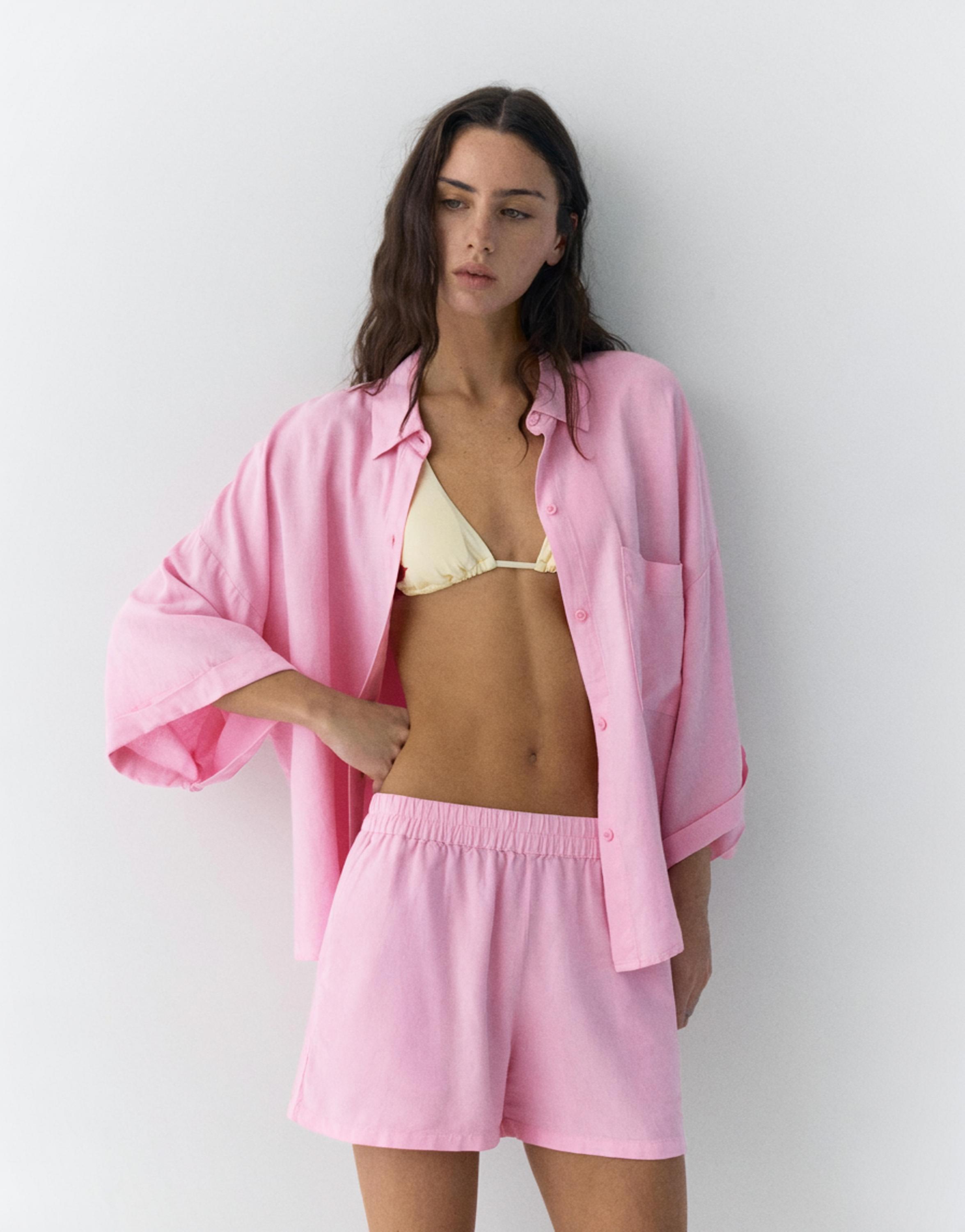 Linen blend shirt — Pink