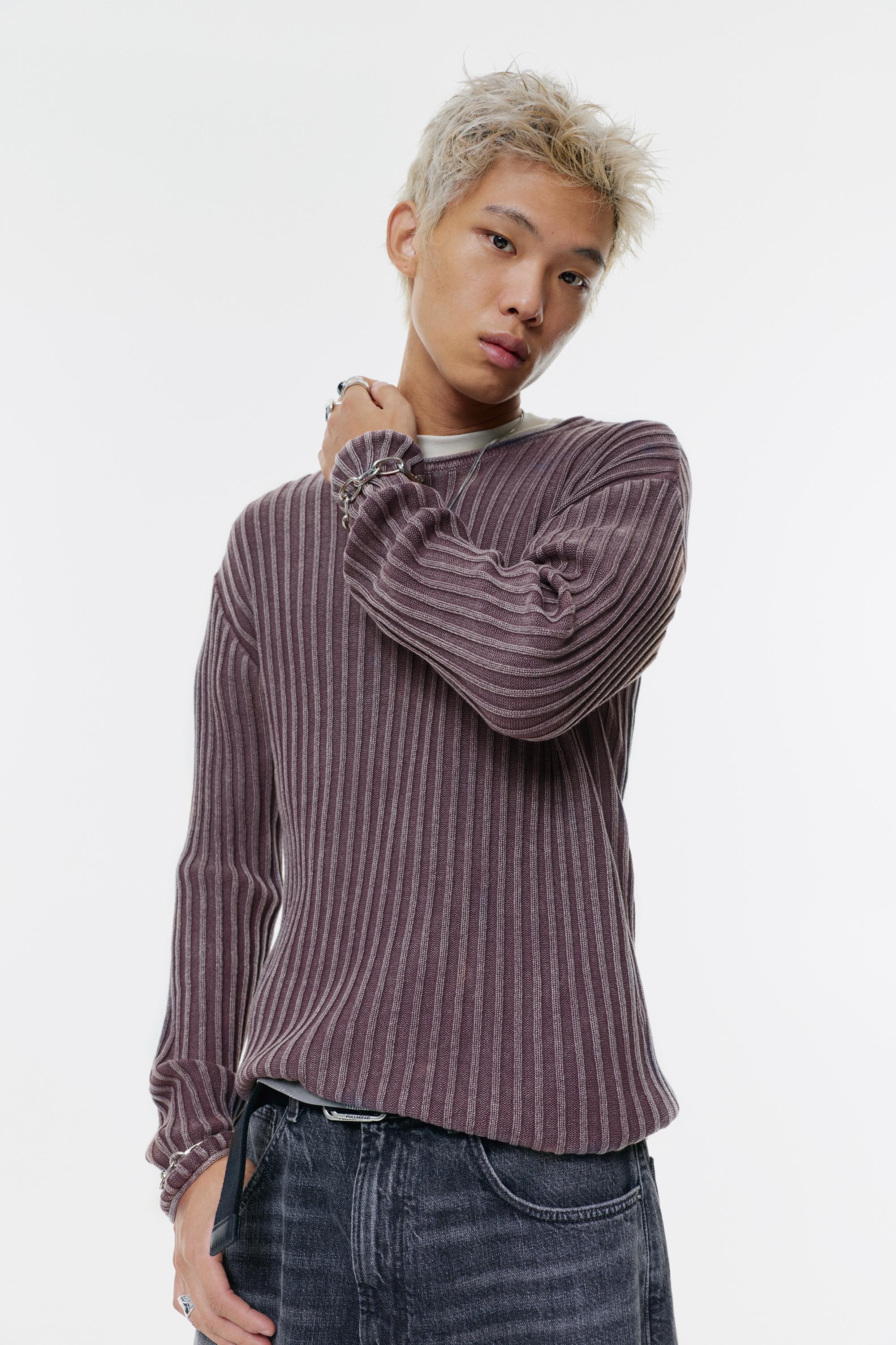 Gerippter Pullover Mit Acid-Wash-Effekt