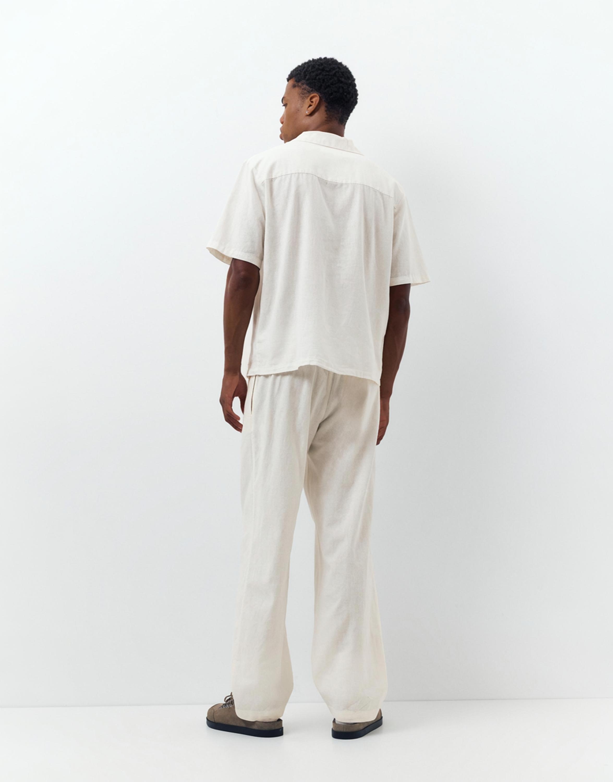 Linen blend jogger trousers — White
