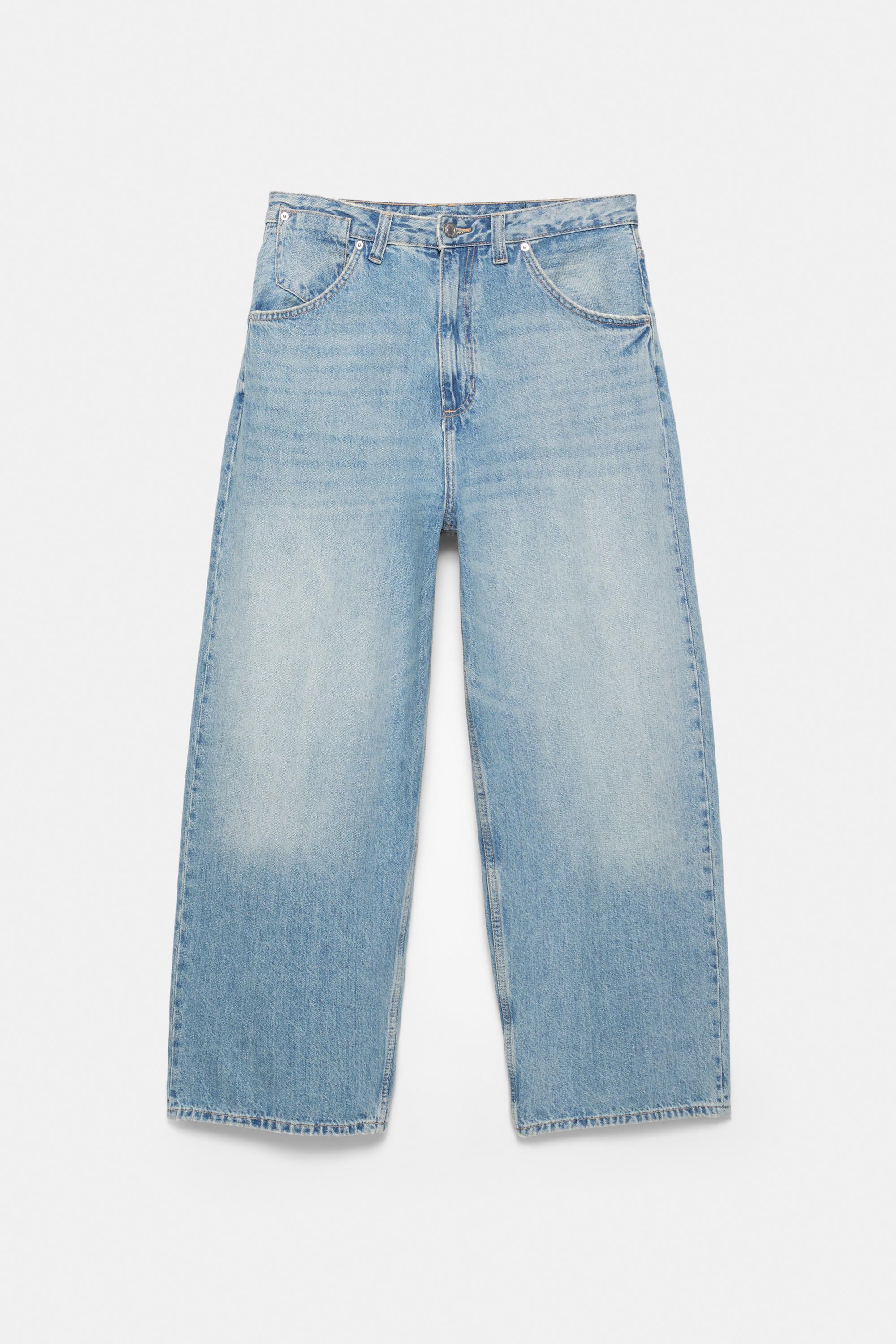 Embroidered super baggy jeans — Medium blue