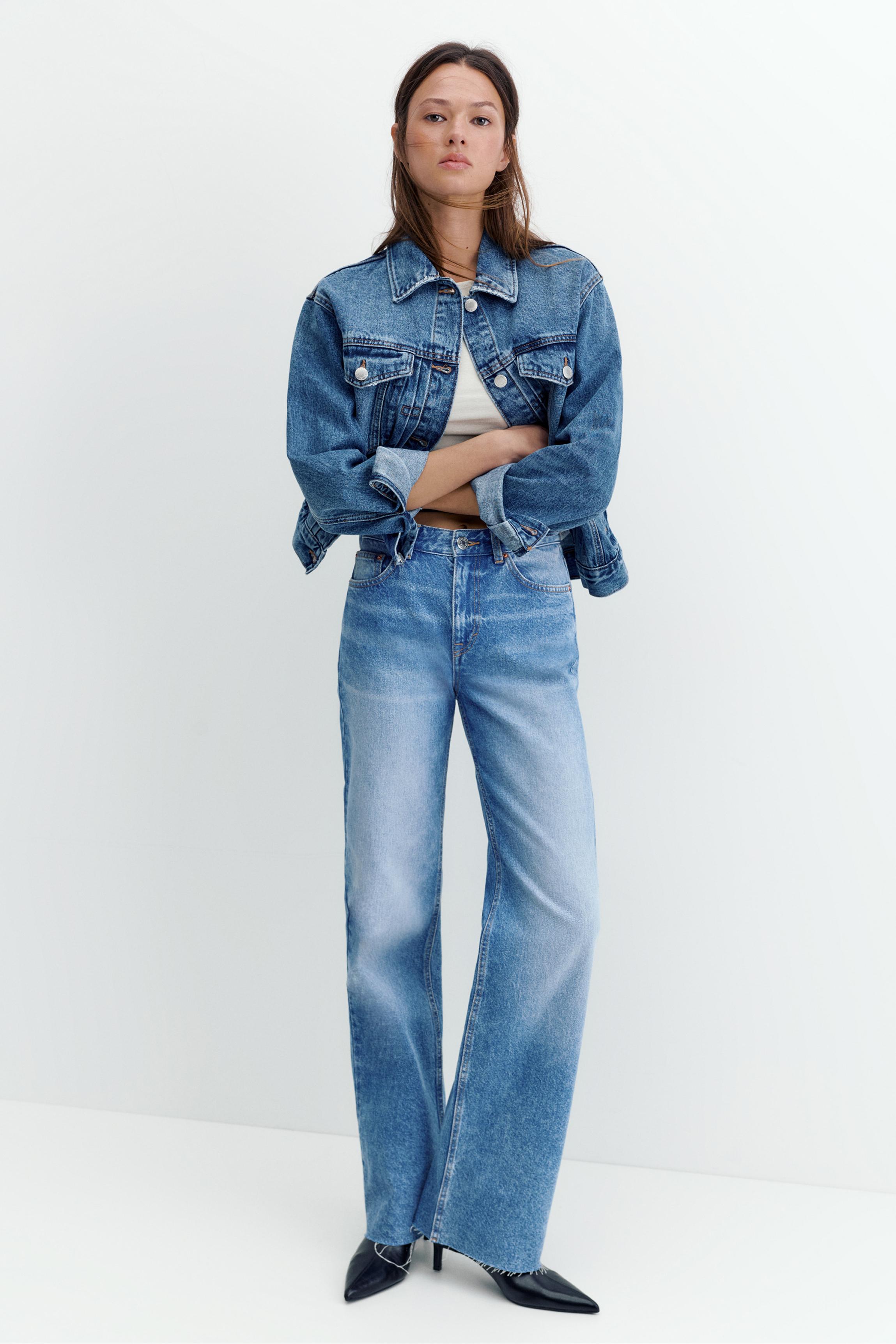 High-waist wide straight-leg jeans — Indigo