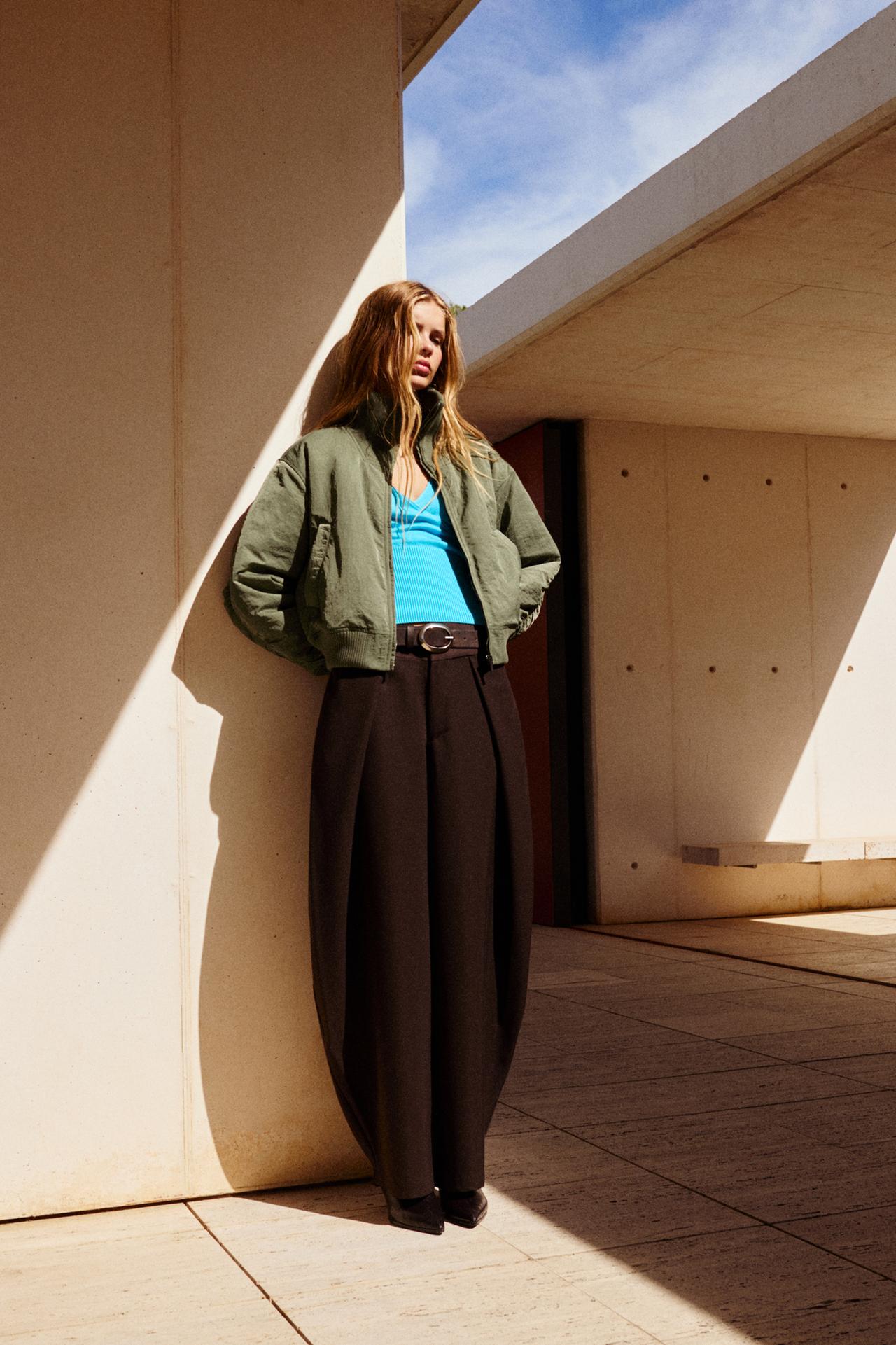 Oversize high neck bomber jacket — Khaki