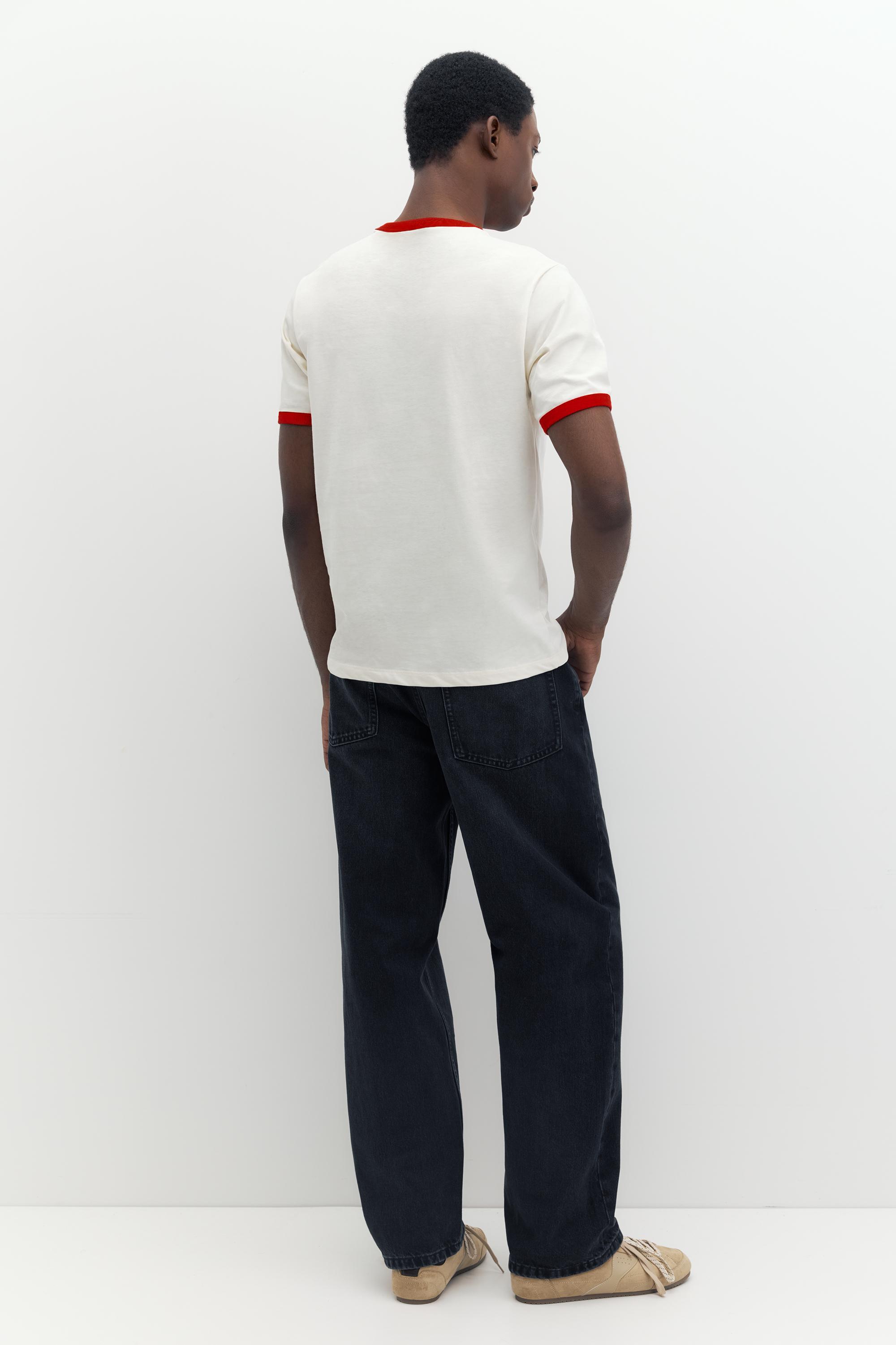 Contrast trim T-shirt — Red