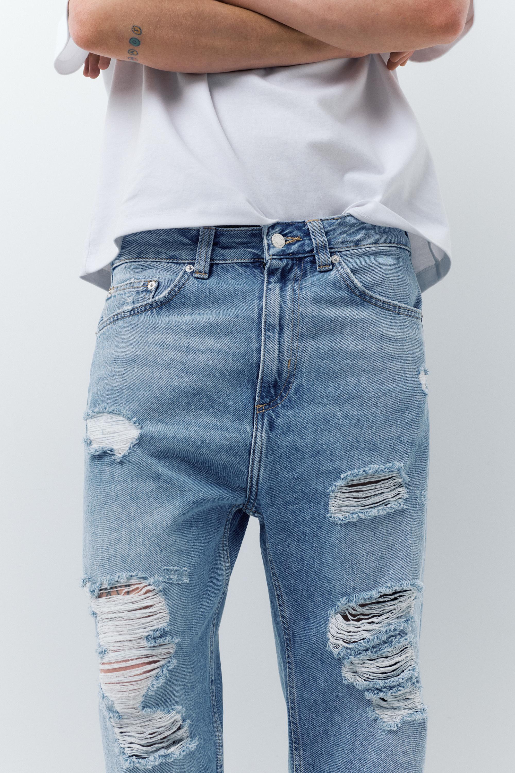 Relaxed fit ripped jeans — Pale indigo