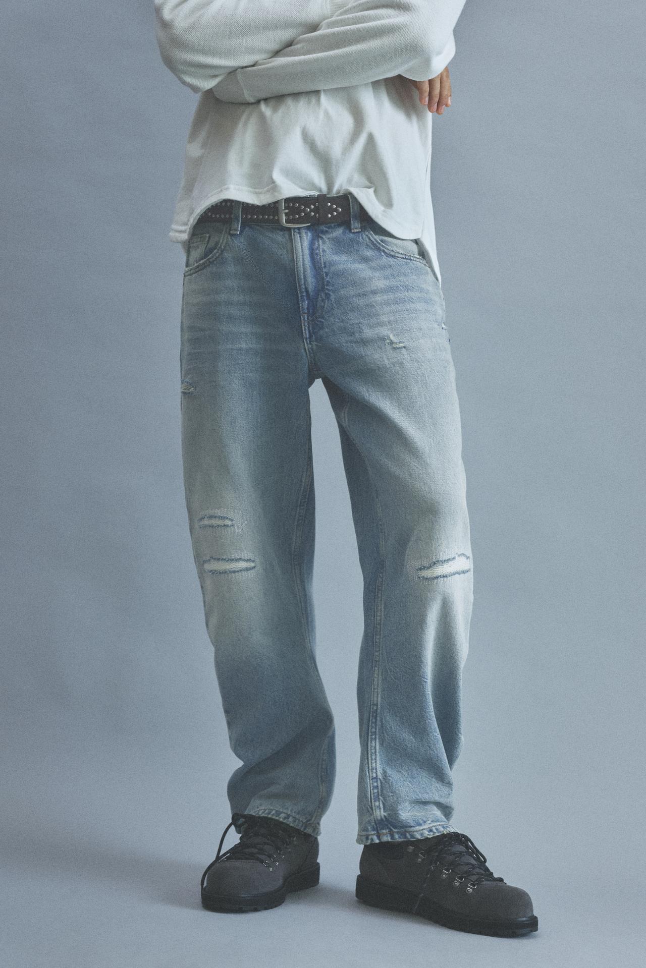 Low-rise baggy jeans — Medium blue